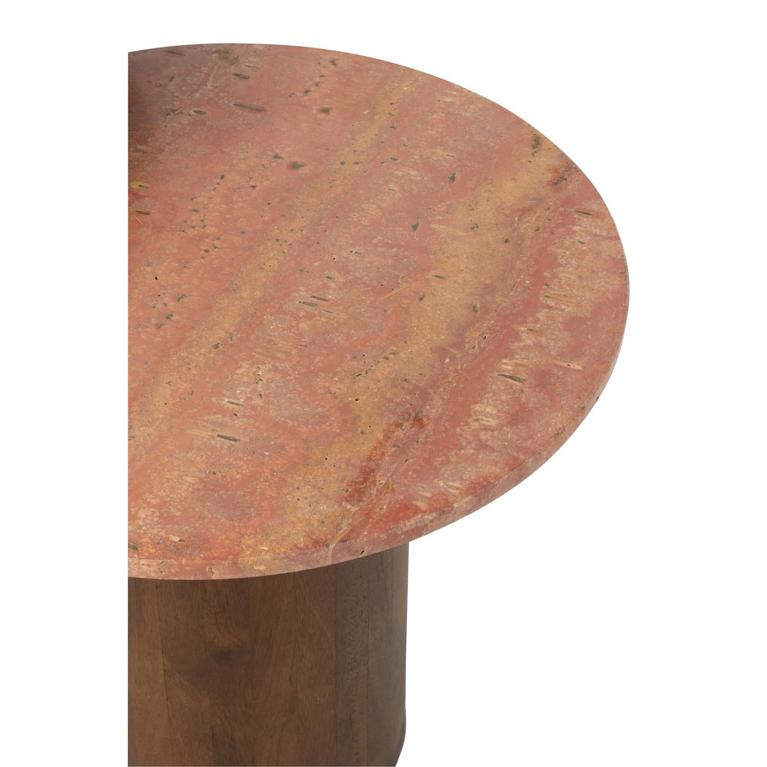 2er-Set Beistelltische Arte aus Marmor und Mangoholz Ø56cm - Terrakotta/Braun-Beistelltische-J-Line-le canapé
