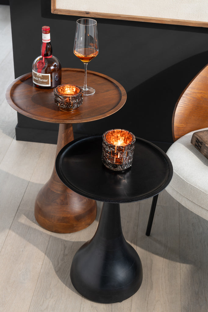 2er-Set Beistelltische Paro aus Mangoholz - Schwarz/Braun-Beistelltische-J-Line-le canapé