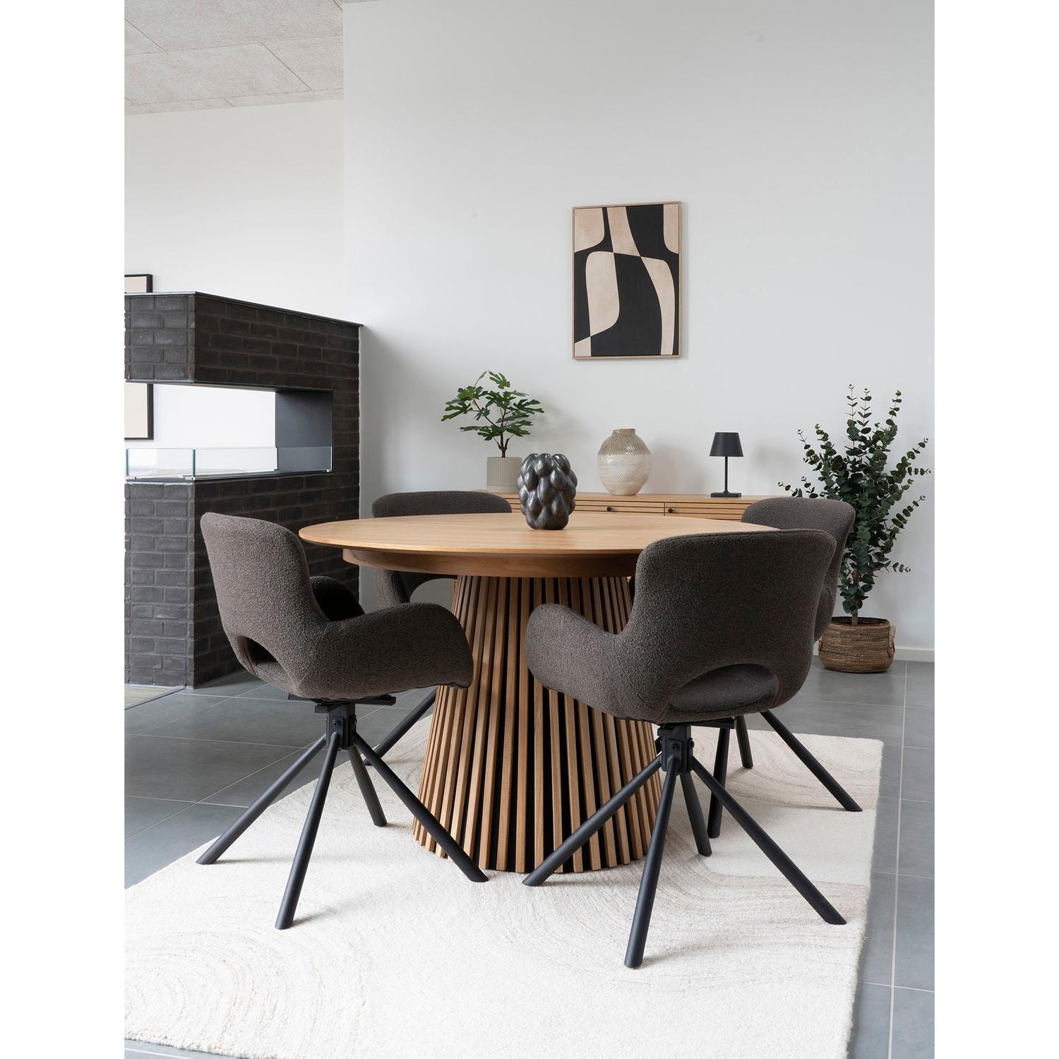 2er-Set Bouclé-Armlehnenstühle Amorim mit Drehfunktion - Braun-Armlehnenstühle-House Nordic-le canapé