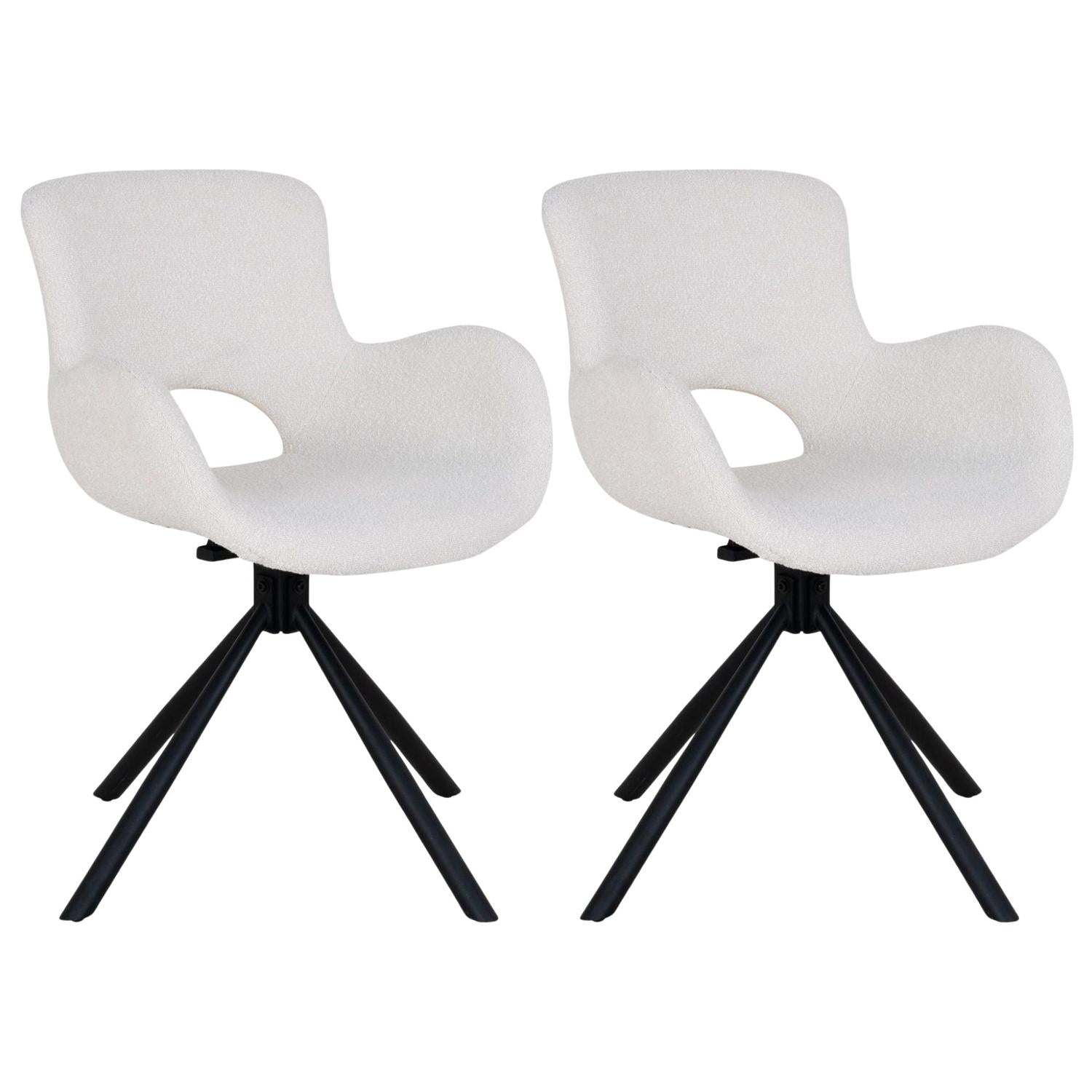 2er-Set Bouclé-Armlehnenstühle Amorim mit Drehfunktion - Weiß-Armlehnenstuhl-House Nordic-le canapé