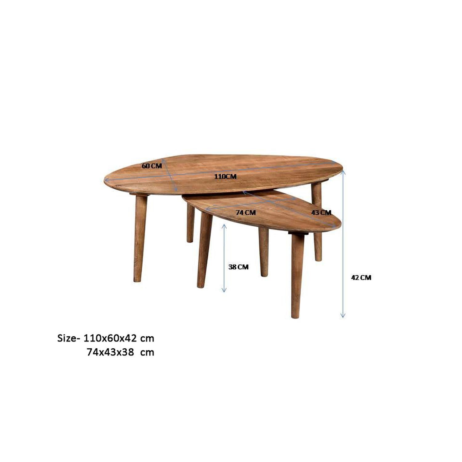 2er-Set Couchtisch Xavier aus Mangoholz - Dunkelbraun-Couchtische-Livingfurn-le canapé
