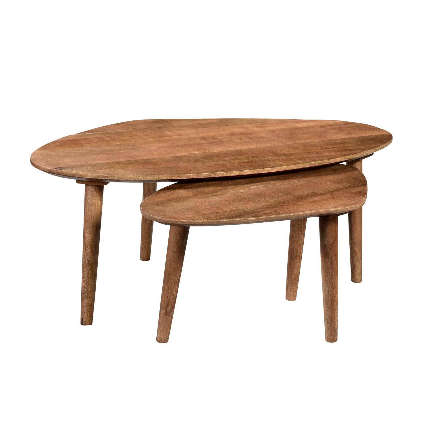 2er-Set Couchtisch Xavier aus Mangoholz - Dunkelbraun-Couchtische-Livingfurn-le canapé