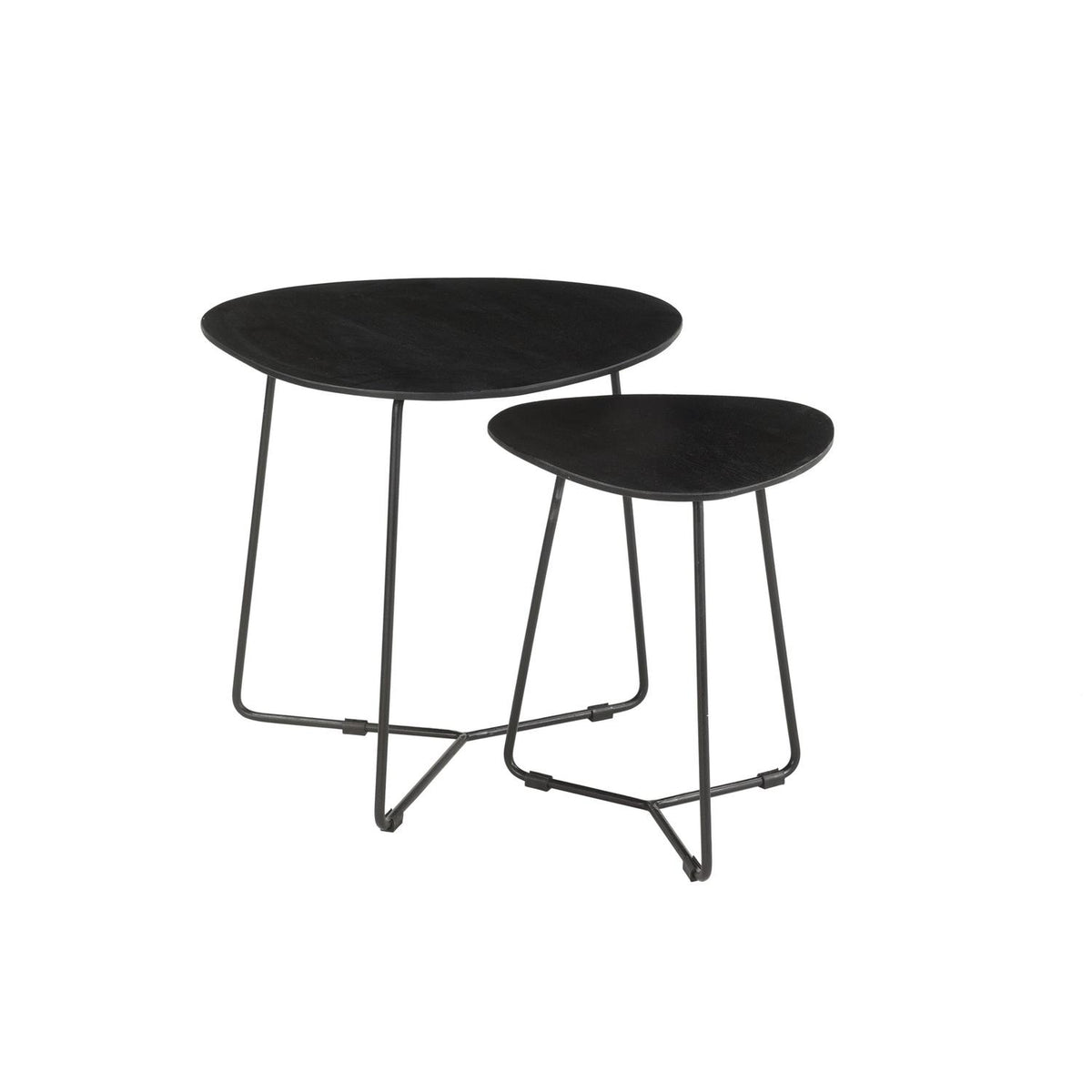2er-Set Couchtische Ivy aus Massivholz - Schwarz-Couchtische-Livingfurn-le canapé