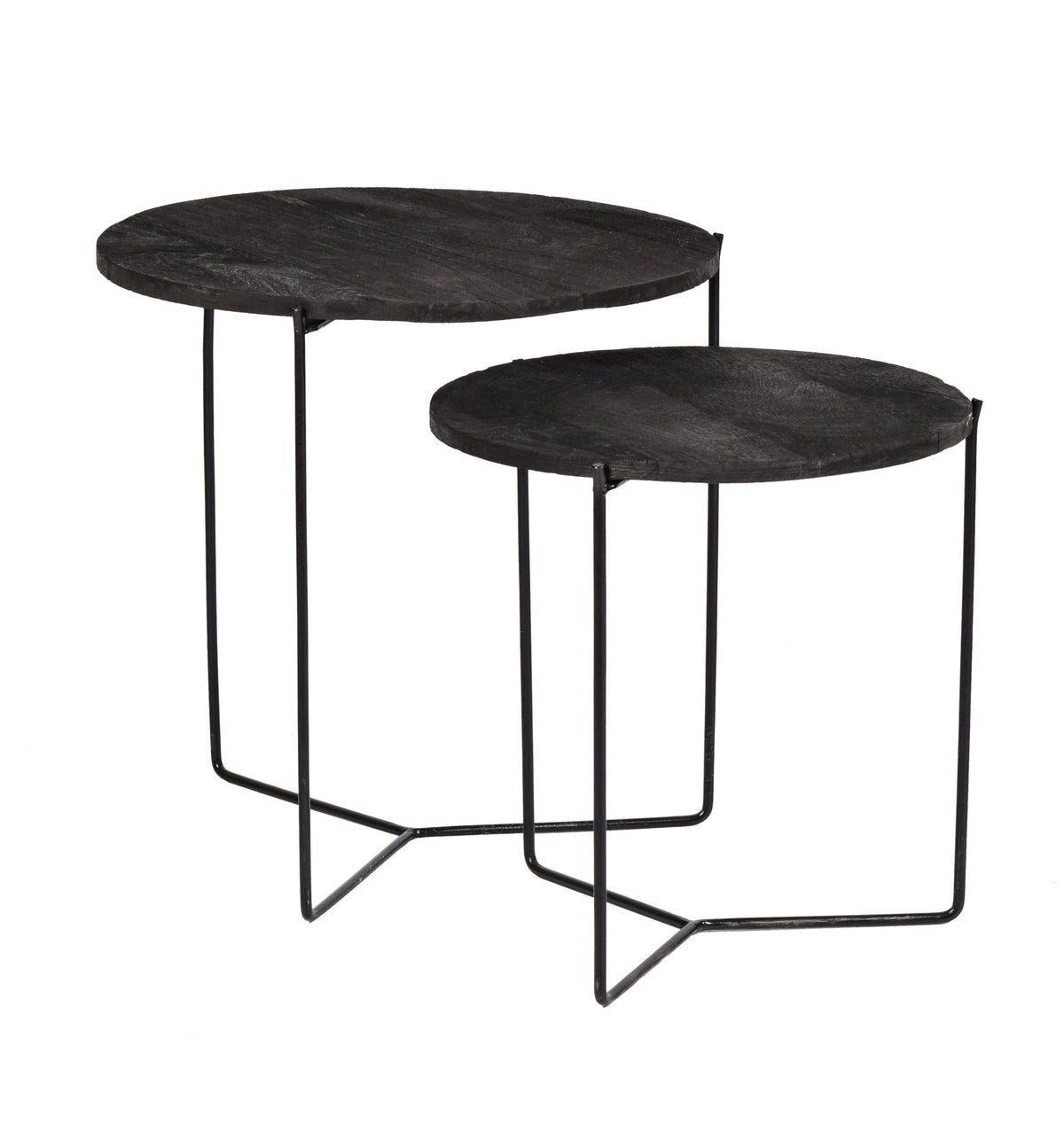 2er-Set Couchtische Mason aus Massivholz - Schwarz-Couchtische-Livingfurn-le canapé