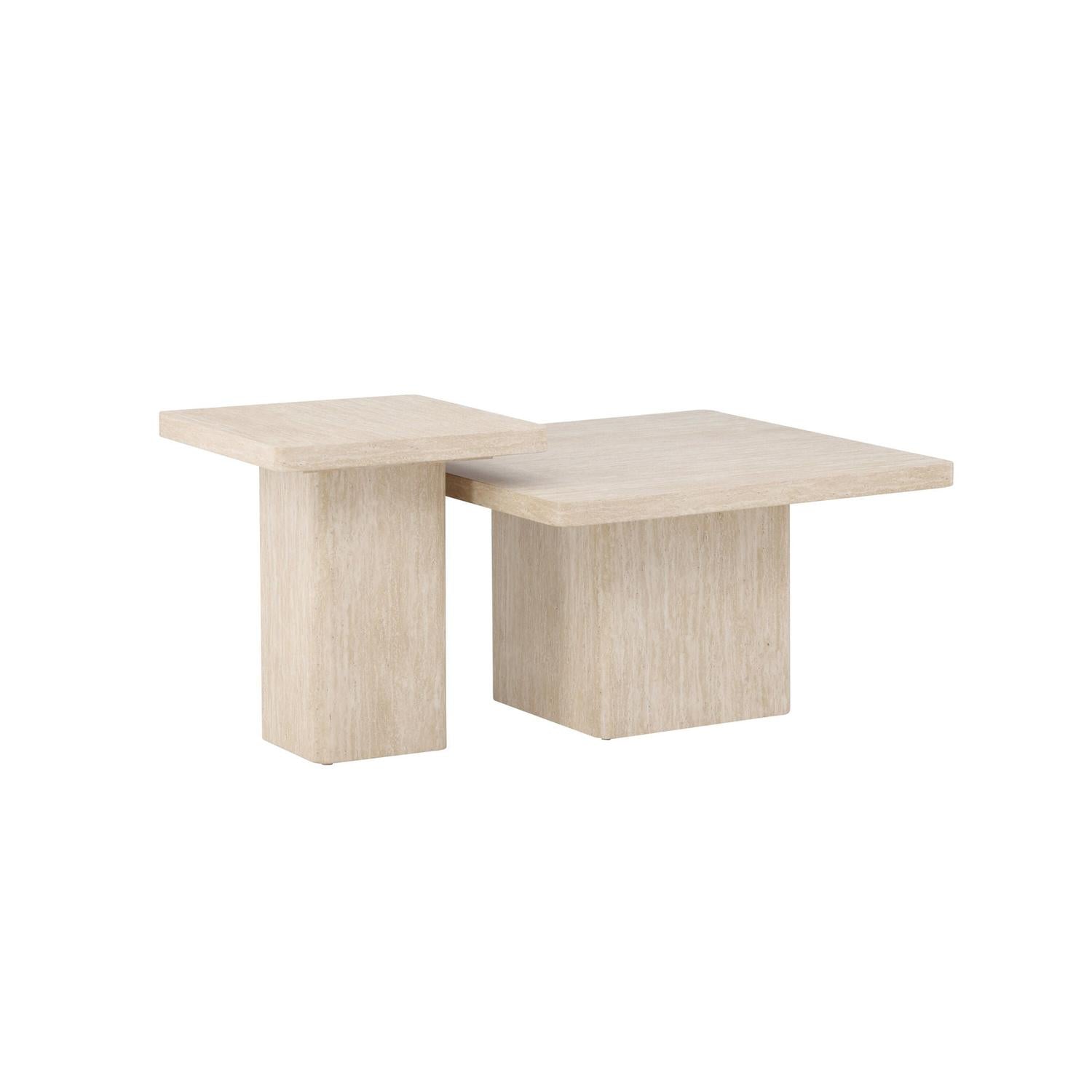 2er-Set Couchtische Qvart - Travertinelook-Couchtische-Venture Home-le canapé