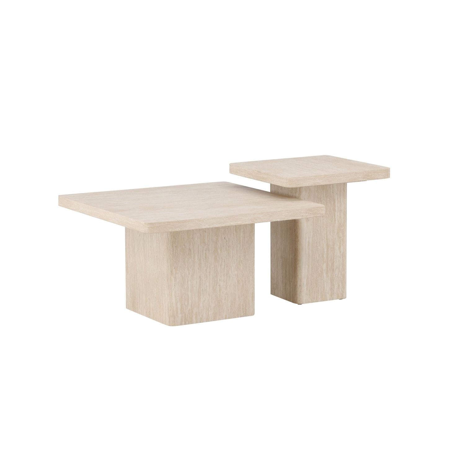 2er-Set Couchtische Qvart - Travertinelook-Couchtische-Venture Home-le canapé