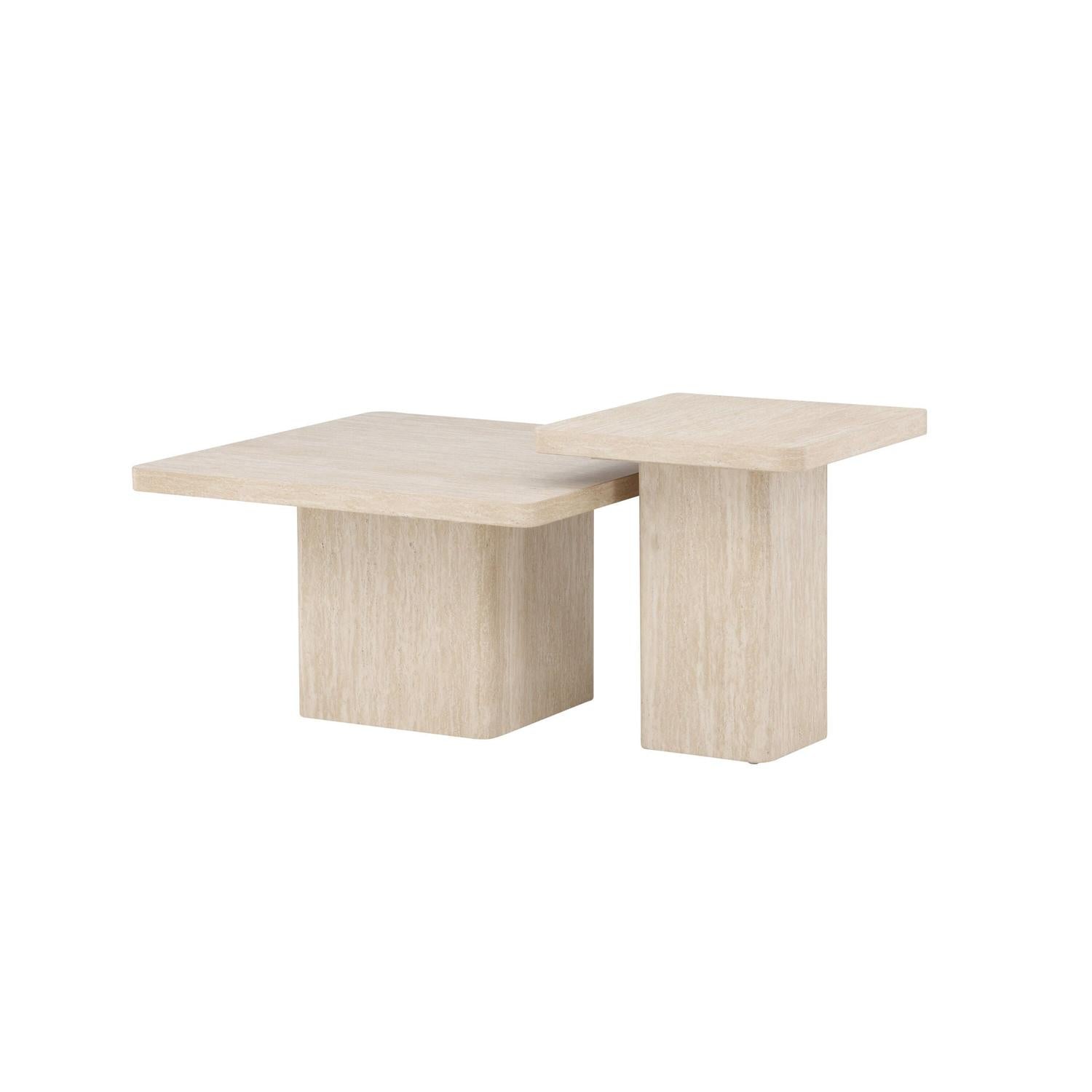 2er-Set Couchtische Qvart - Travertinelook-Couchtische-Venture Home-le canapé