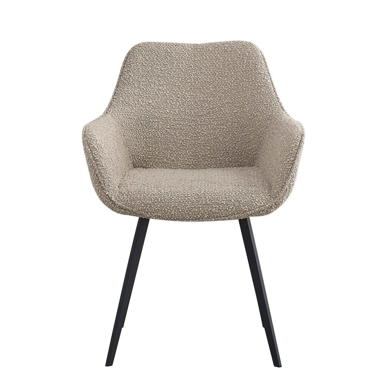 2er-Set Esszimerstühle Luca aus Bouclé -Beige-Esszimmerstühle-Livingfurn-le canapé
