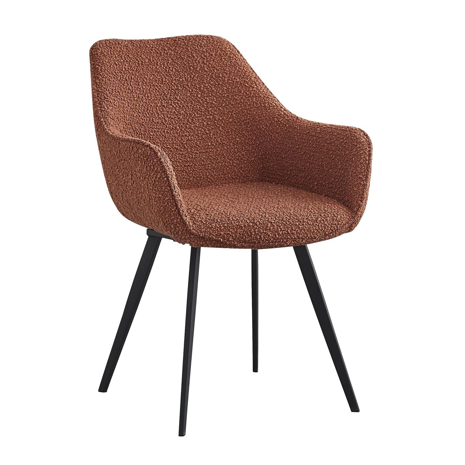 2er-Set Esszimerstühle Luca aus Bouclé - Braun-Esszimmerstühle-Livingfurn-le canapé