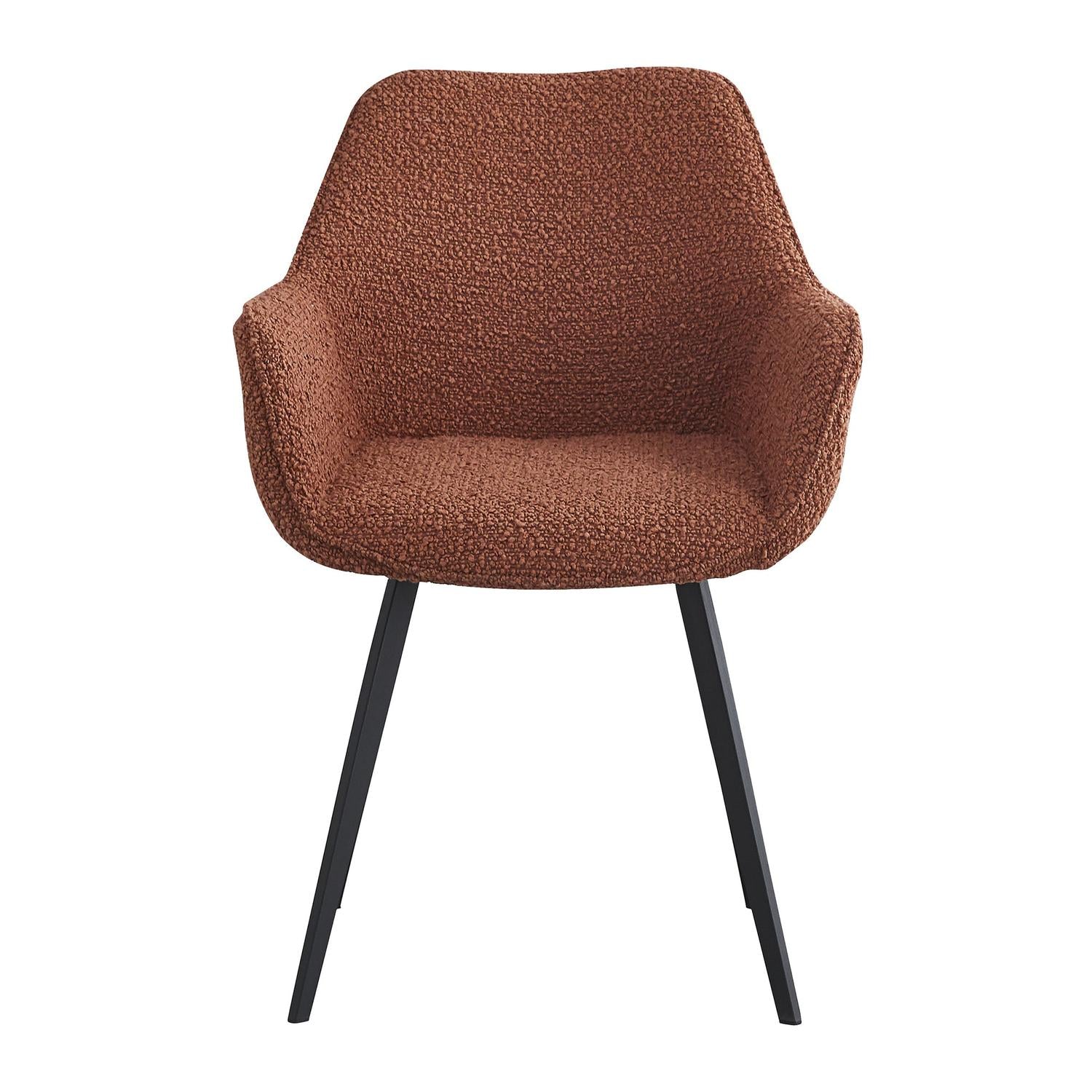2er-Set Esszimerstühle Luca aus Bouclé - Braun-Esszimmerstühle-Livingfurn-le canapé