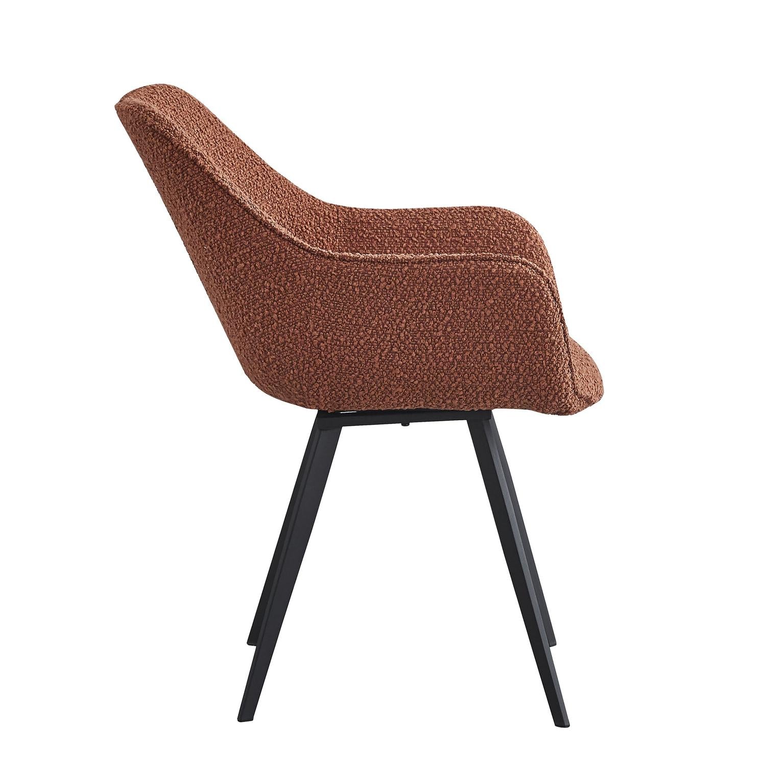 2er-Set Esszimerstühle Luca aus Bouclé - Braun-Esszimmerstühle-Livingfurn-le canapé