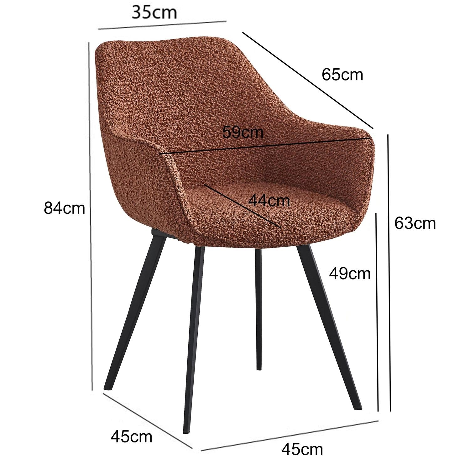 2er-Set Esszimerstühle Luca aus Bouclé - Braun-Esszimmerstühle-Livingfurn-le canapé
