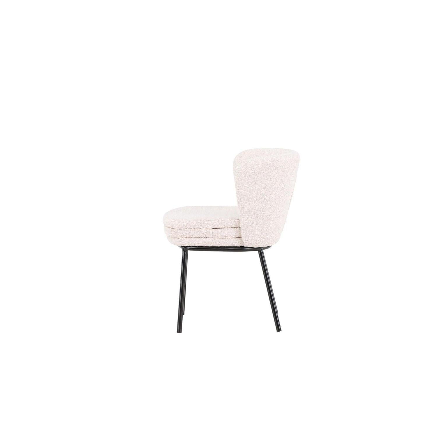 2er-Set Esszimmerstühle Agnes aus Teddy Bouclé - Weiß-Polsterstühle-Venture Home-le canapé