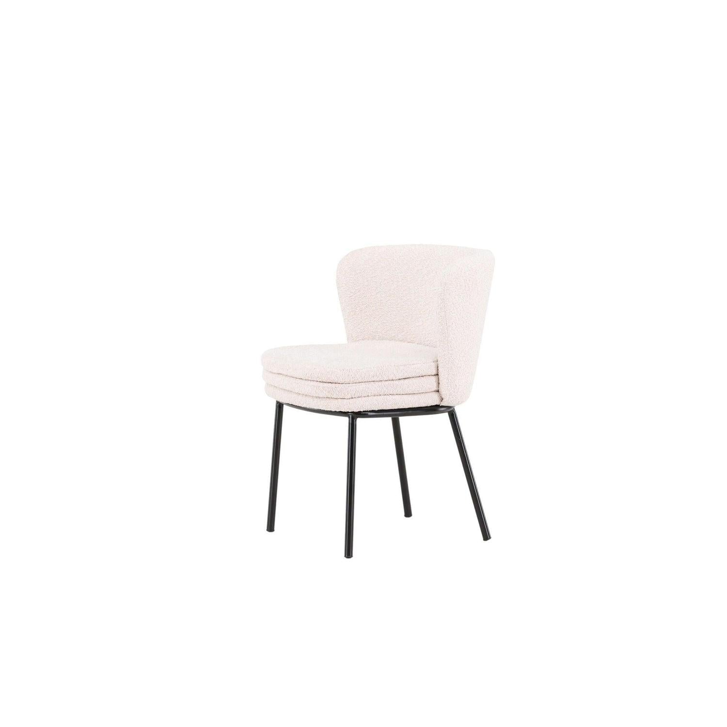 2er-Set Esszimmerstühle Agnes aus Teddy Bouclé - Weiß-Polsterstühle-Venture Home-le canapé