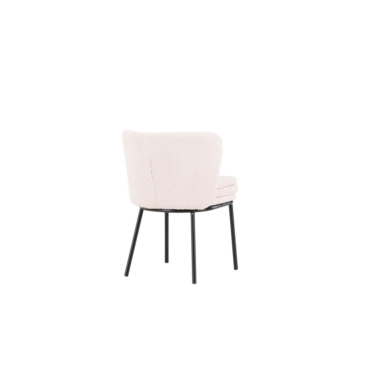 2er-Set Esszimmerstühle Agnes aus Teddy Bouclé - Weiß-Polsterstühle-Venture Home-le canapé