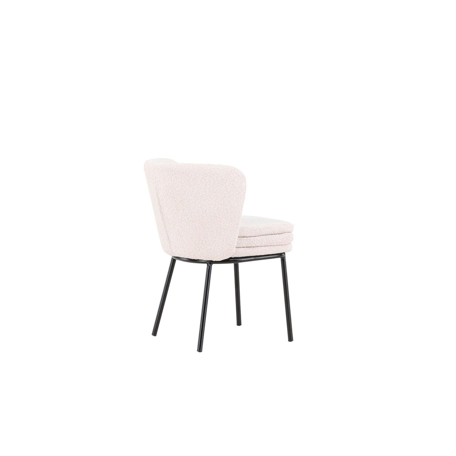 2er-Set Esszimmerstühle Agnes aus Teddy Bouclé - Weiß-Polsterstühle-Venture Home-le canapé