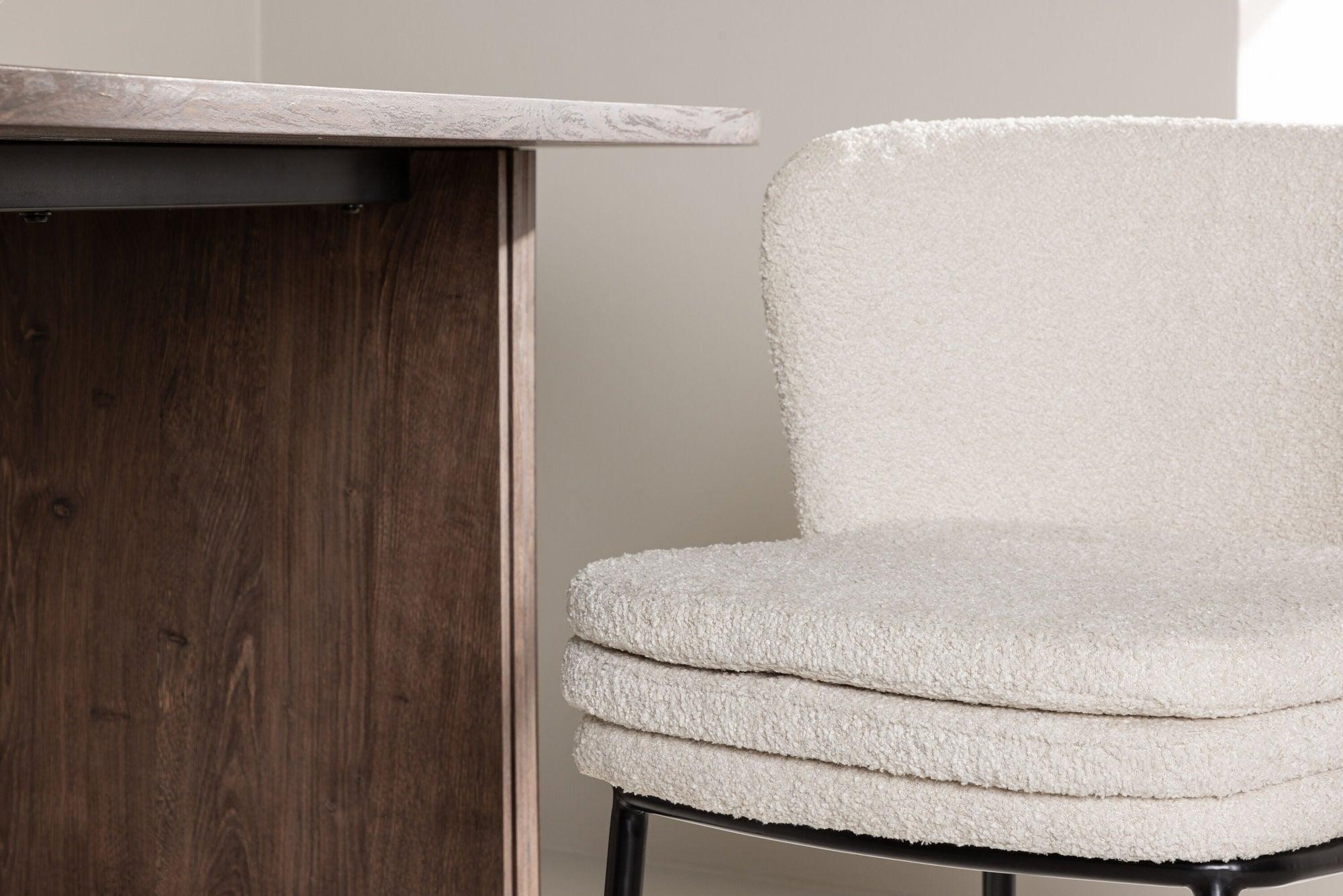 2er-Set Esszimmerstühle Agnes aus Teddy Bouclé - Weiß-Polsterstühle-Venture Home-le canapé