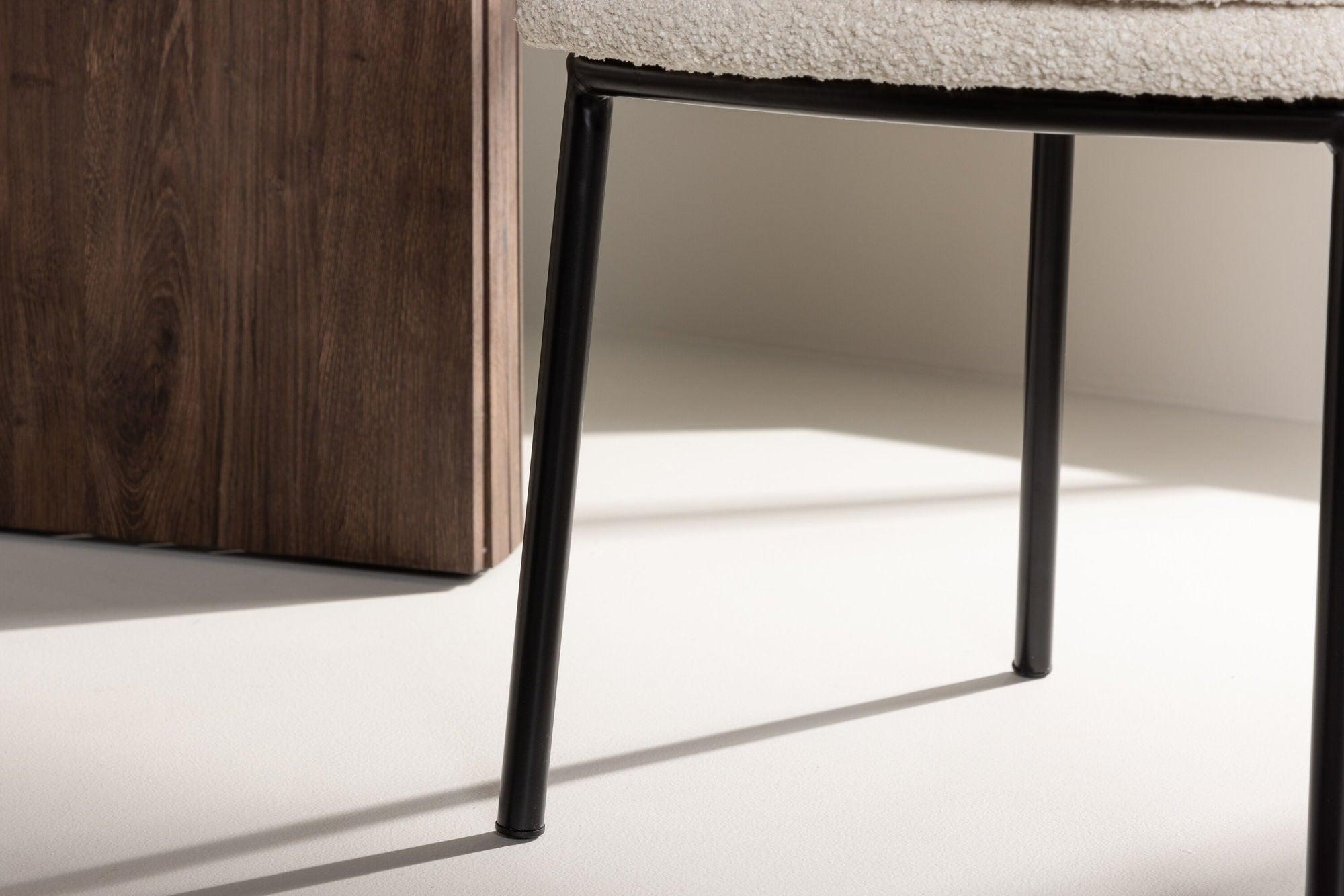 2er-Set Esszimmerstühle Agnes aus Teddy Bouclé - Weiß-Polsterstühle-Venture Home-le canapé