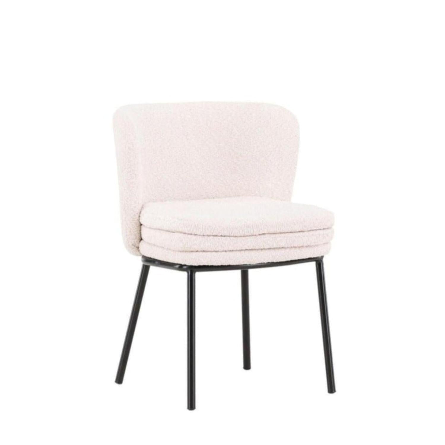 2er-Set Esszimmerstühle Agnes aus Teddy Bouclé - Weiß-Polsterstühle-Venture Home-le canapé