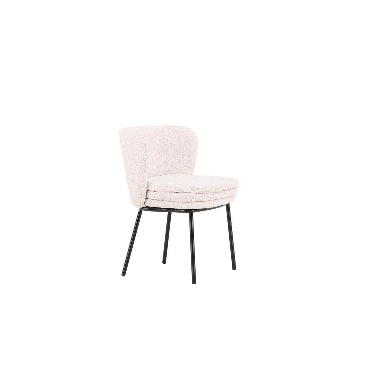 2er-Set Esszimmerstühle Agnes aus Teddy Bouclé - Weiß-Polsterstühle-Venture Home-le canapé