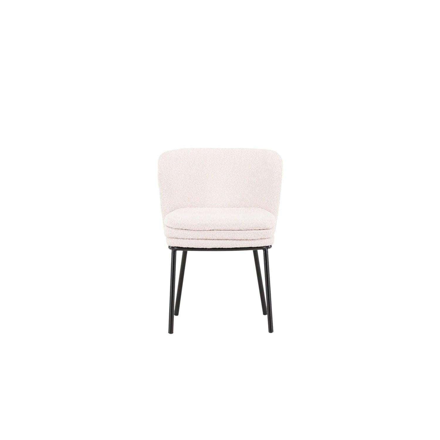 2er-Set Esszimmerstühle Agnes aus Teddy Bouclé - Weiß-Polsterstühle-Venture Home-le canapé