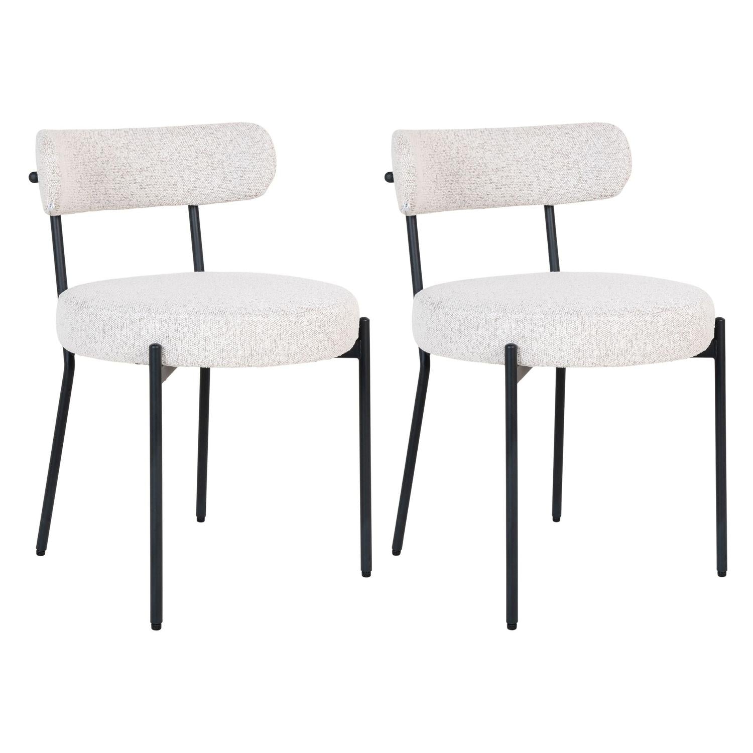 2er-Set Esszimmerstühle Badalona aus Bouclé - Weiß-Esszimmerstühle-House Nordic-le canapé