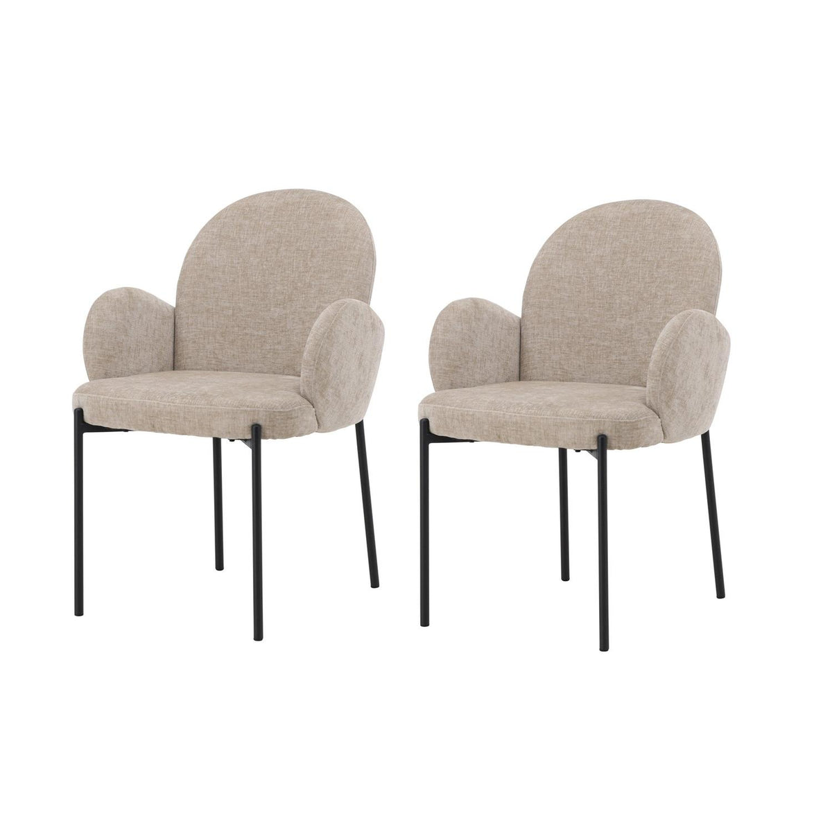 2er-Set Esszimmerstühle Blom mit Armlehnen - Beige-Esszimmerstühle-Venture Home-le canapé