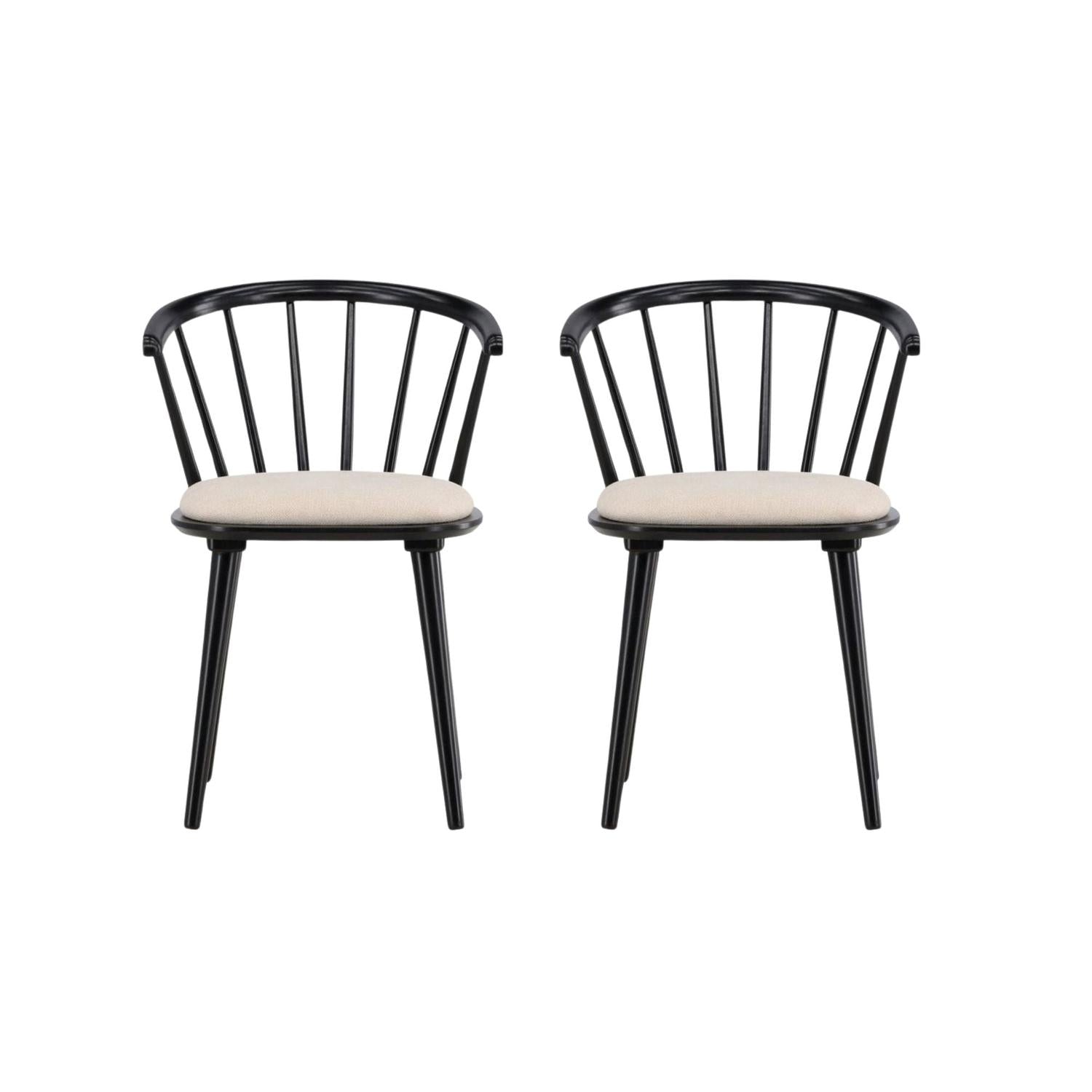 2er-Set Esszimmerstühle Bobby mit Sitzpolster aus Gummibaumholz - Schwarz-Holzstühle-Venture Home-le canapé