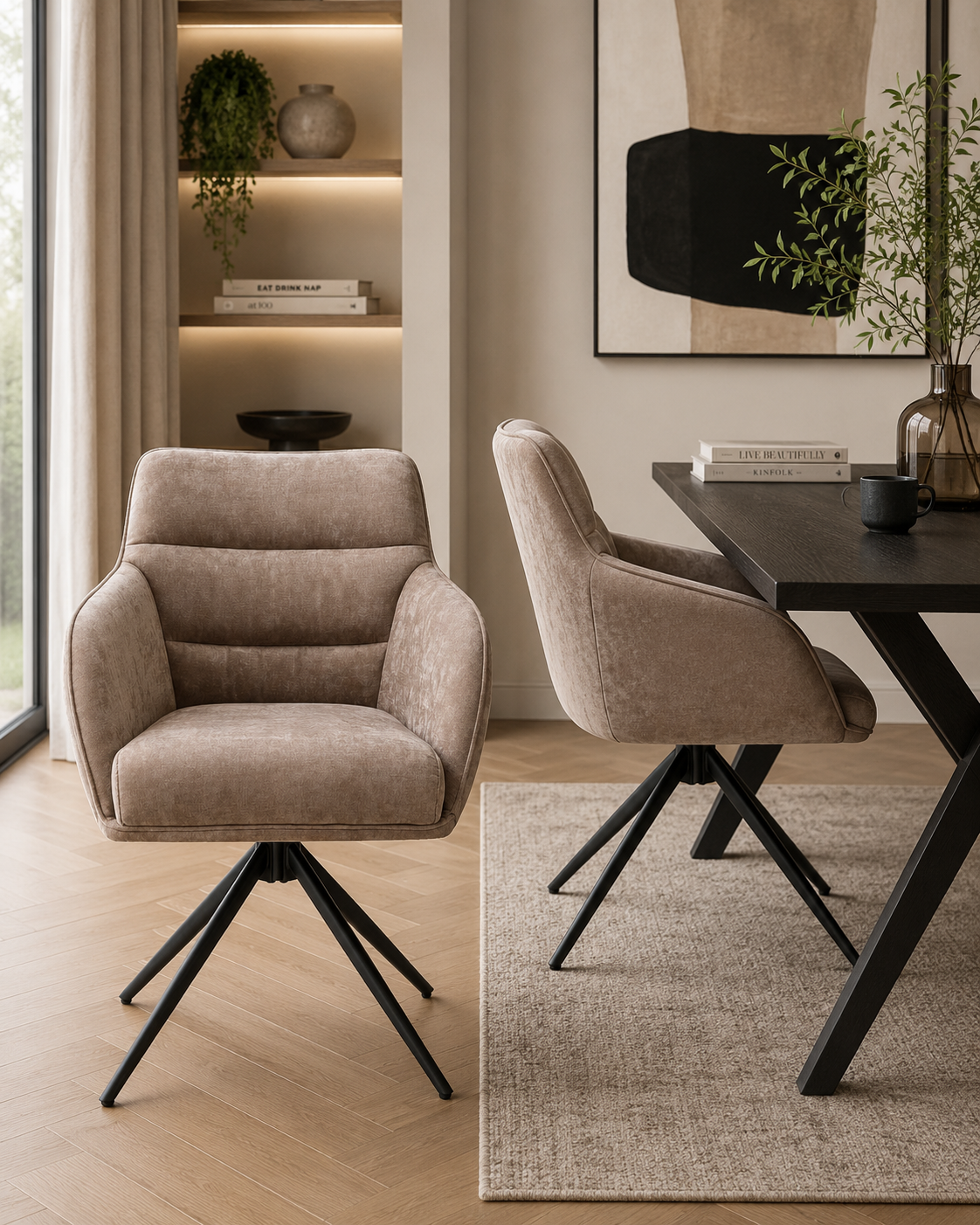 2er-Set Esszimmerstühle Dewin drehbar - Taupe-Esszimmerstühle-Benoa-le canapé