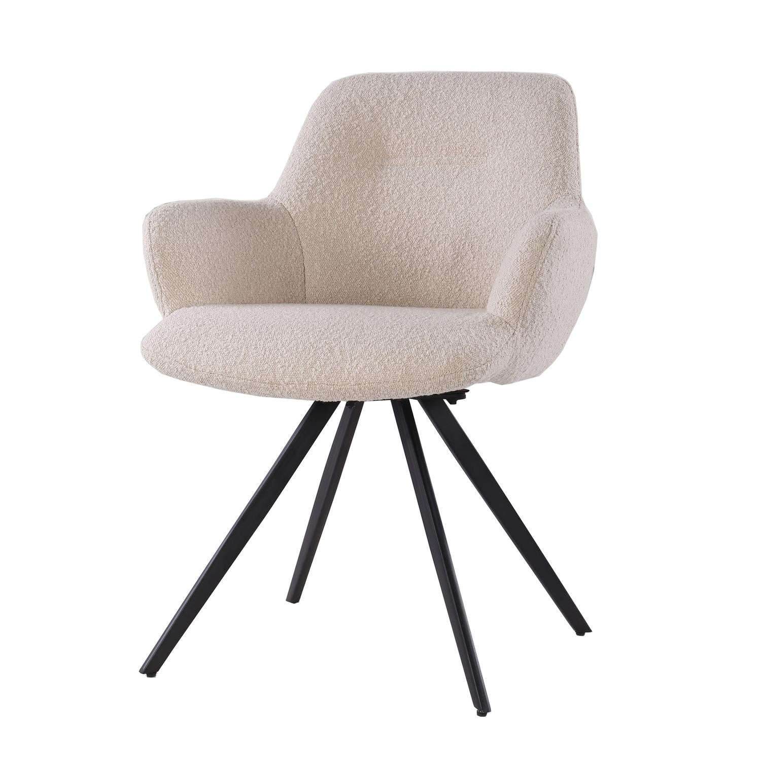 2er-Set Esszimmerstühle Doreen aus Bouclé - Beige-Esszimmerstühle-Livingfurn-le canapé