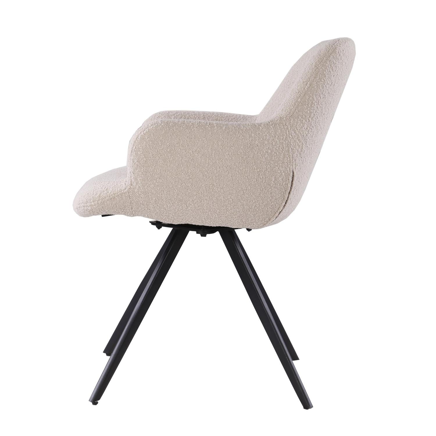 2er-Set Esszimmerstühle Doreen aus Bouclé - Beige-Esszimmerstühle-Livingfurn-le canapé