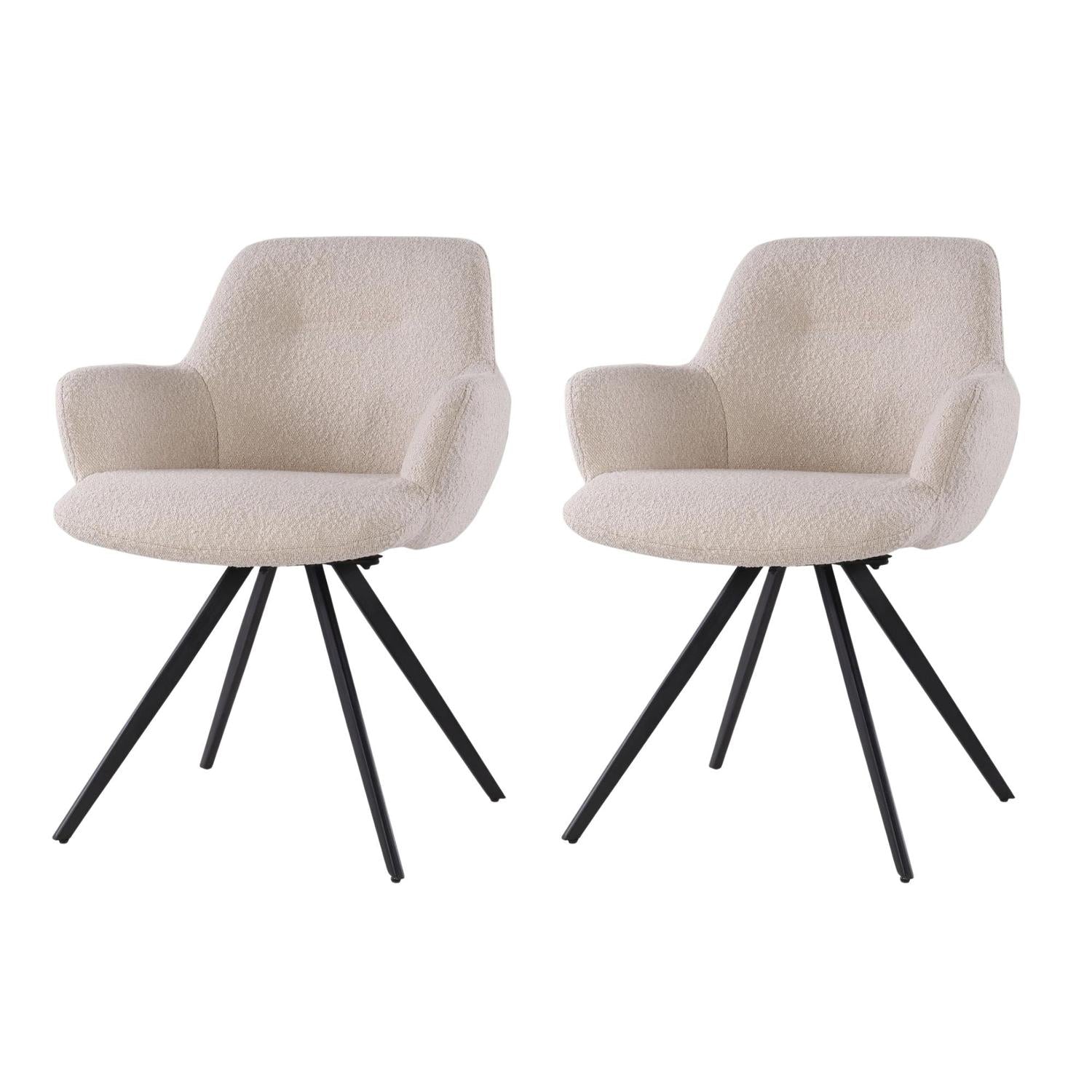 2er-Set Esszimmerstühle Doreen aus Bouclé - Beige-Esszimmerstühle-Livingfurn-le canapé