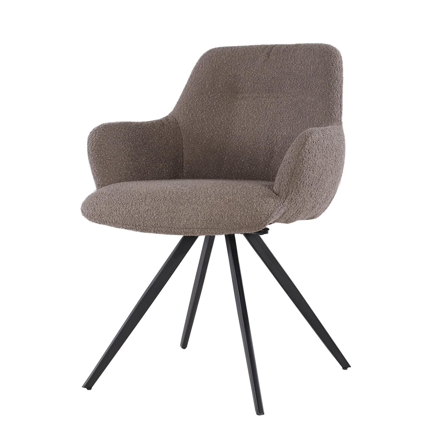 2er-Set Esszimmerstühle Doreen aus Bouclé - Braun-Esszimmerstühle-Livingfurn-le canapé
