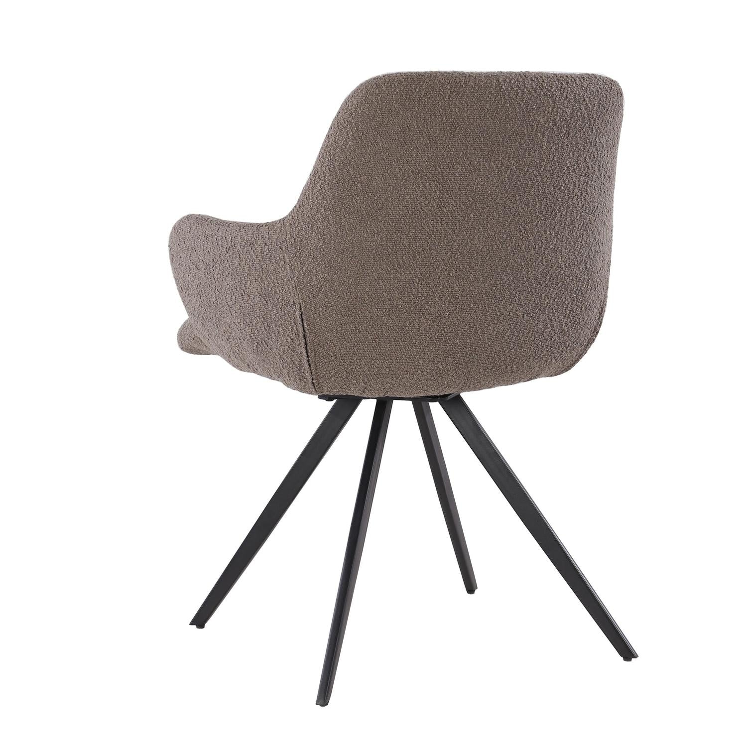 2er-Set Esszimmerstühle Doreen aus Bouclé - Braun-Esszimmerstühle-Livingfurn-le canapé
