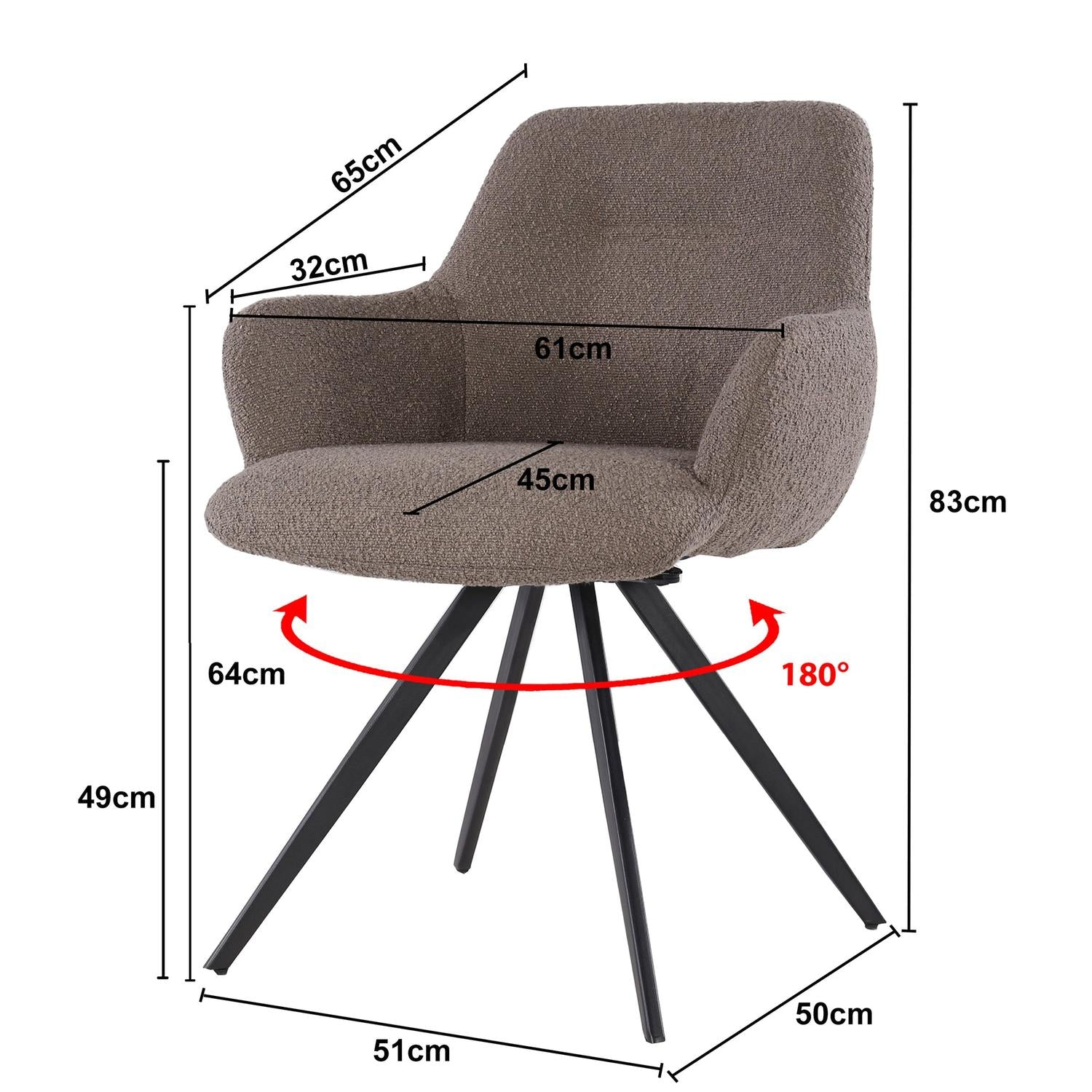 2er-Set Esszimmerstühle Doreen aus Bouclé - Braun-Esszimmerstühle-Livingfurn-le canapé