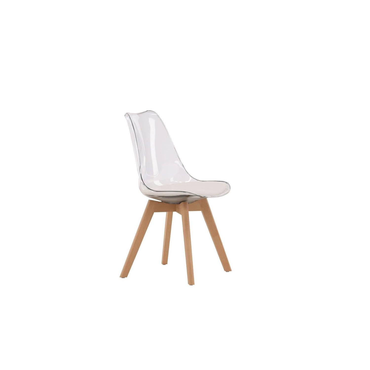 2er-Set Esszimmerstühle Edvin - Transparent / Weiß / Natur-Kunststoffstühle-Venture Home-le canapé