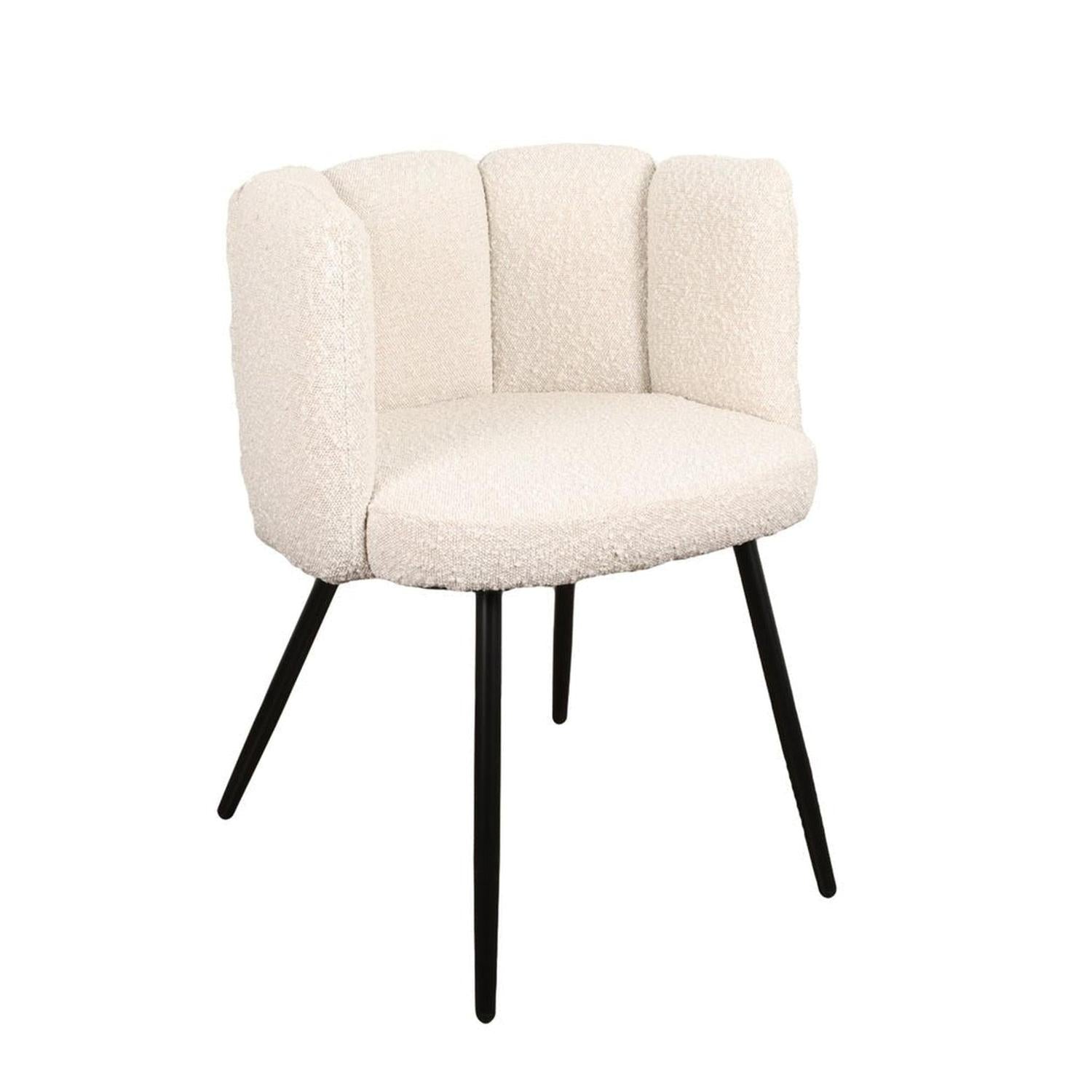2er-Set Esszimmerstühle High Five aus Bouclé - White Pearl-Esszimmerstuhl-Pole to Pole-le canapé