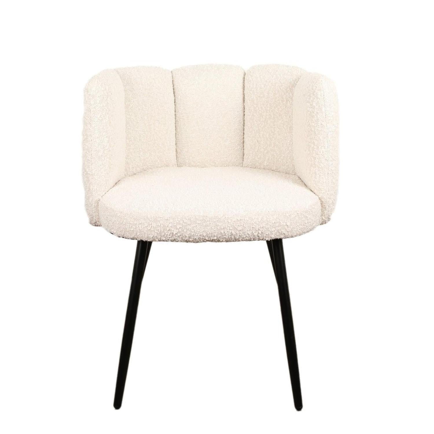 2er-Set Esszimmerstühle High Five aus Bouclé - White Pearl-Esszimmerstuhl-Pole to Pole-le canapé