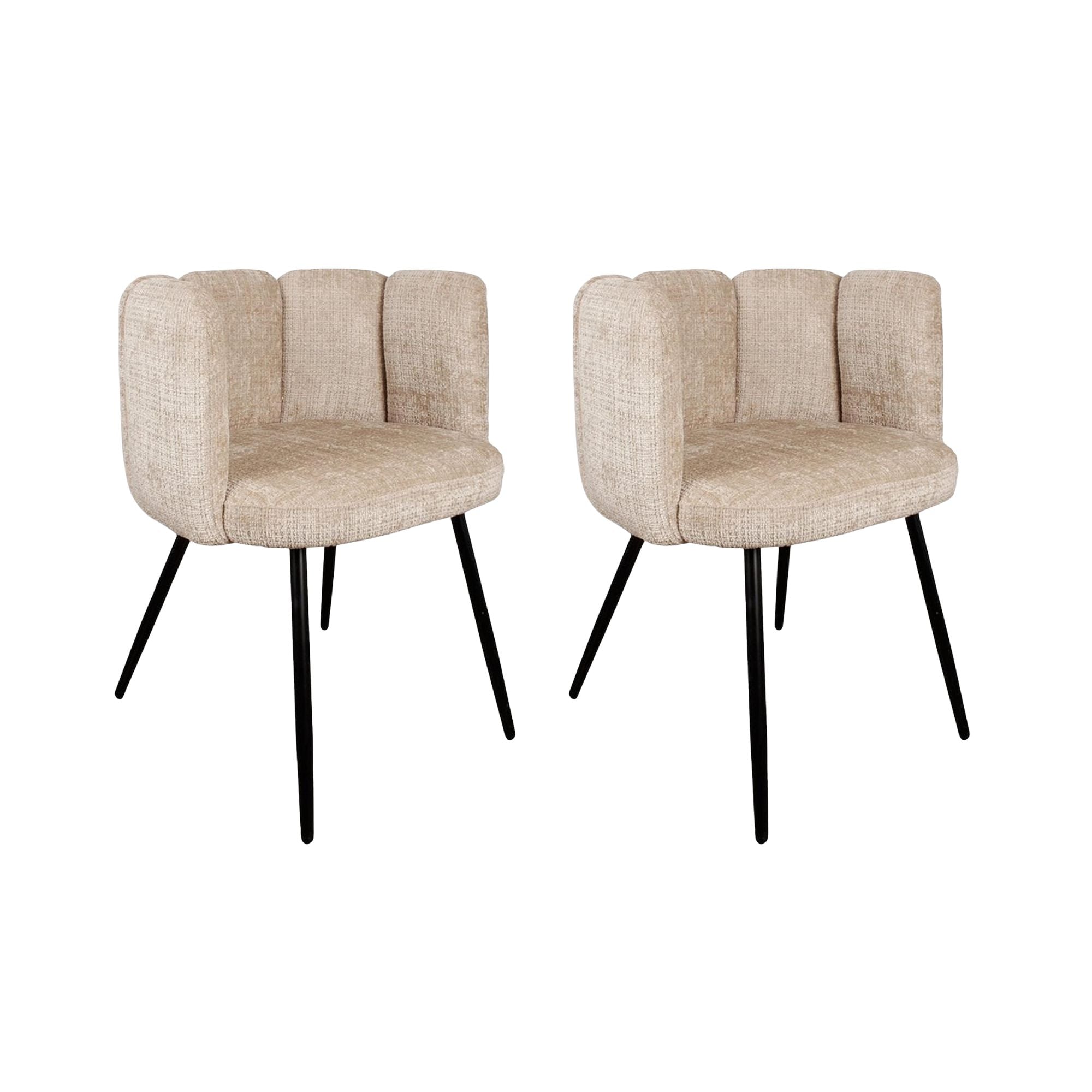 2er-Set Esszimmerstühle High Five aus Chenille - Creme-Esszimmerstuhl-Pole To Pole-le canapé