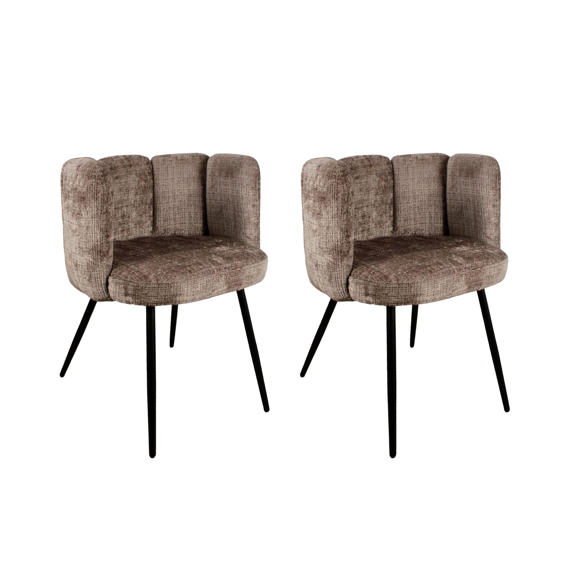 2er-Set Esszimmerstühle High Five aus Chenille - Dunkelbraun-Esszimmerstuhl-Pole To Pole-le canapé