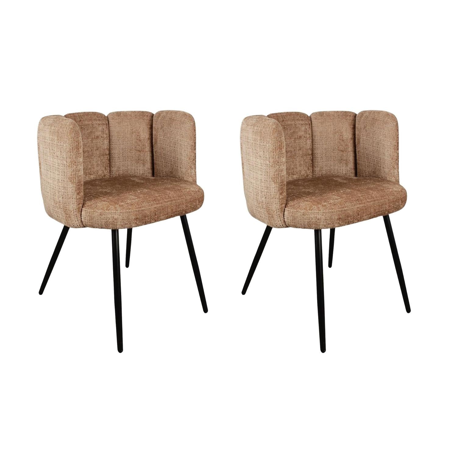 2er-Set Esszimmerstühle High Five aus Chenille - Karamell-Esszimmerstuhl-Pole To Pole-le canapé