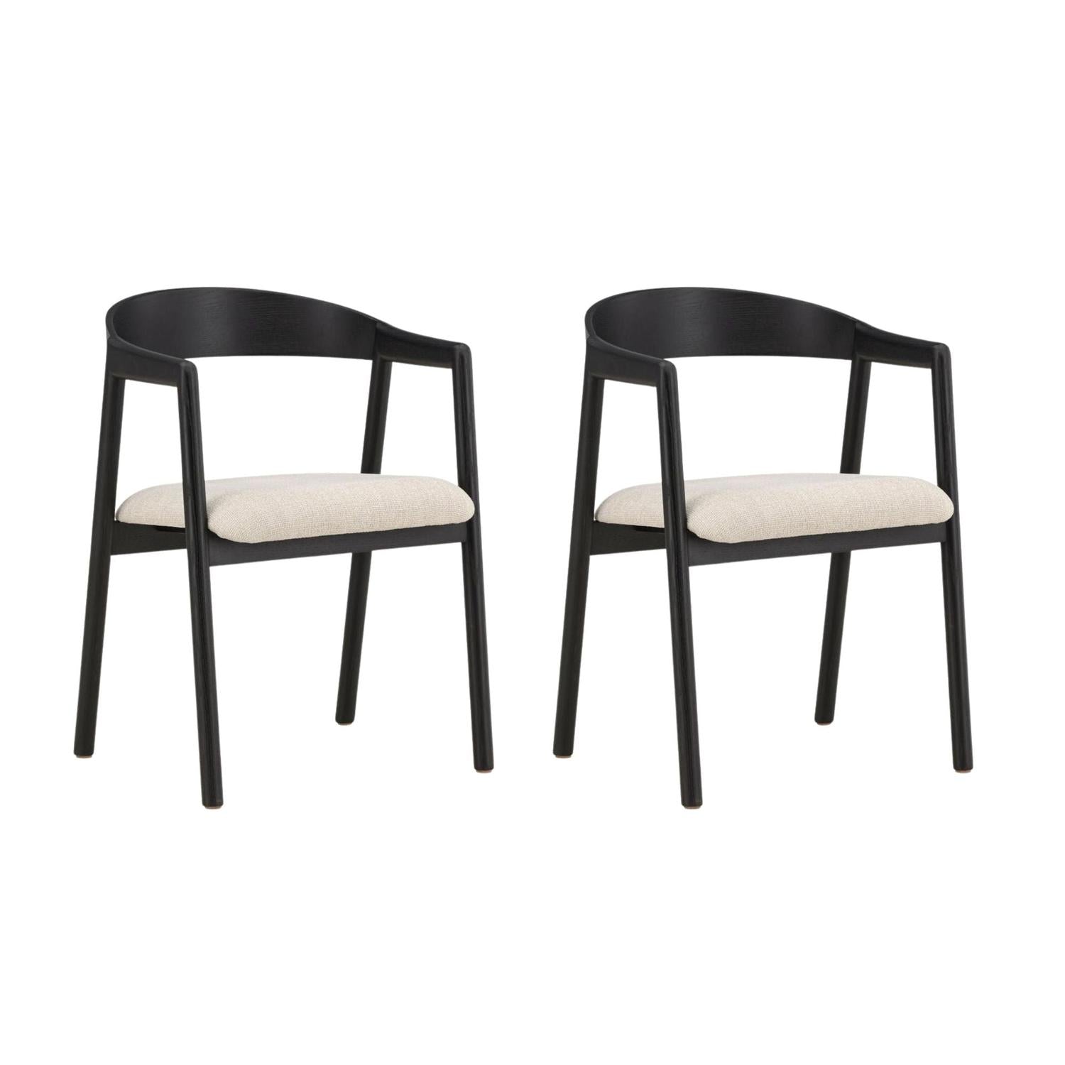 2er-Set Esszimmerstühle Langön - Schwarz/Beige-Holzstühle-Vind-le canapé