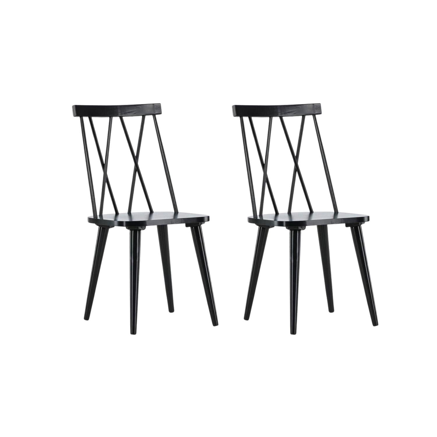 2er-Set Esszimmerstühle Mariette aus Gummibaumholz - Schwarz-Holzstühle-Venture Home-le canapé