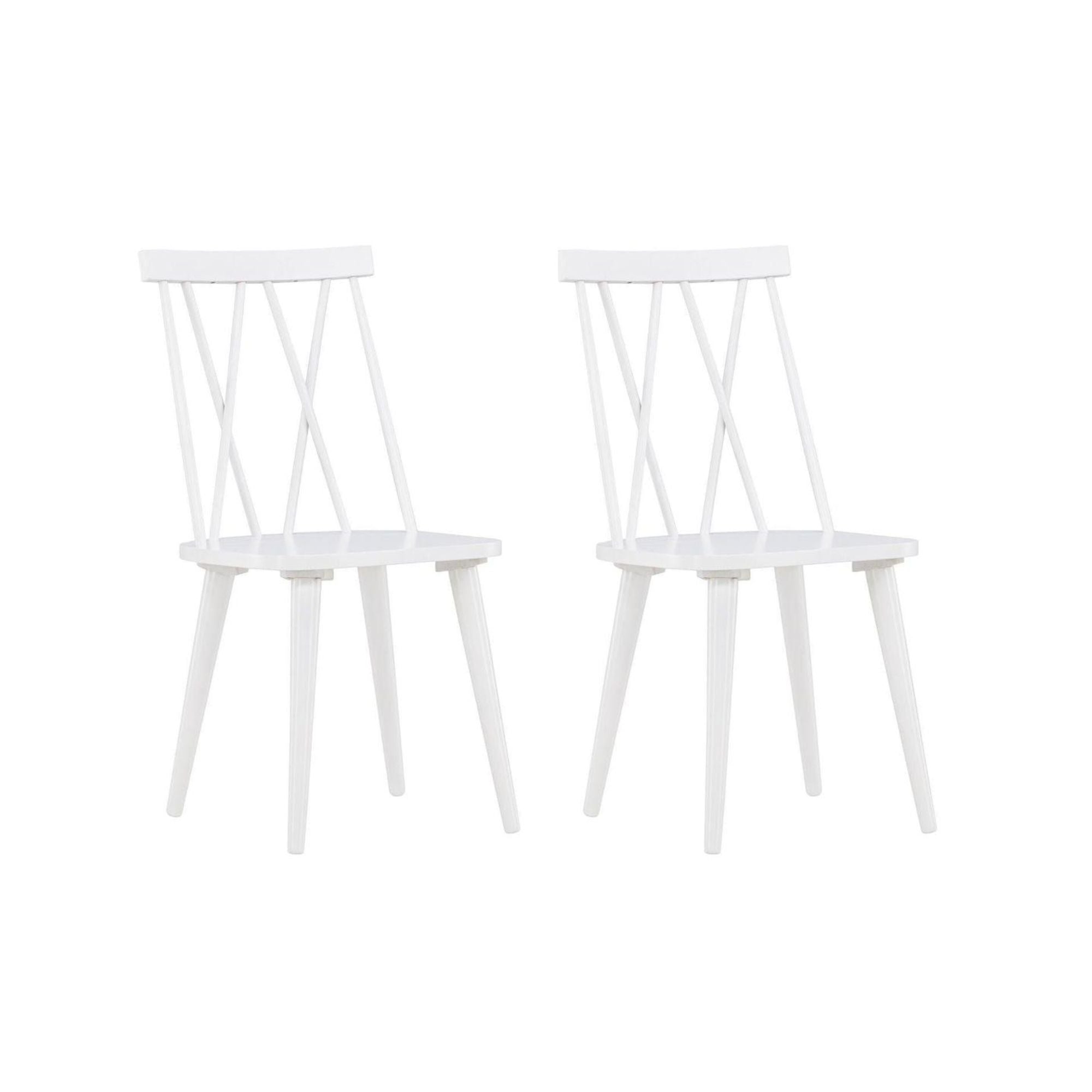 2er-Set Esszimmerstühle Mariette aus Gummibaumholz - Weiß-Holzstühle-Venture Home-le canapé