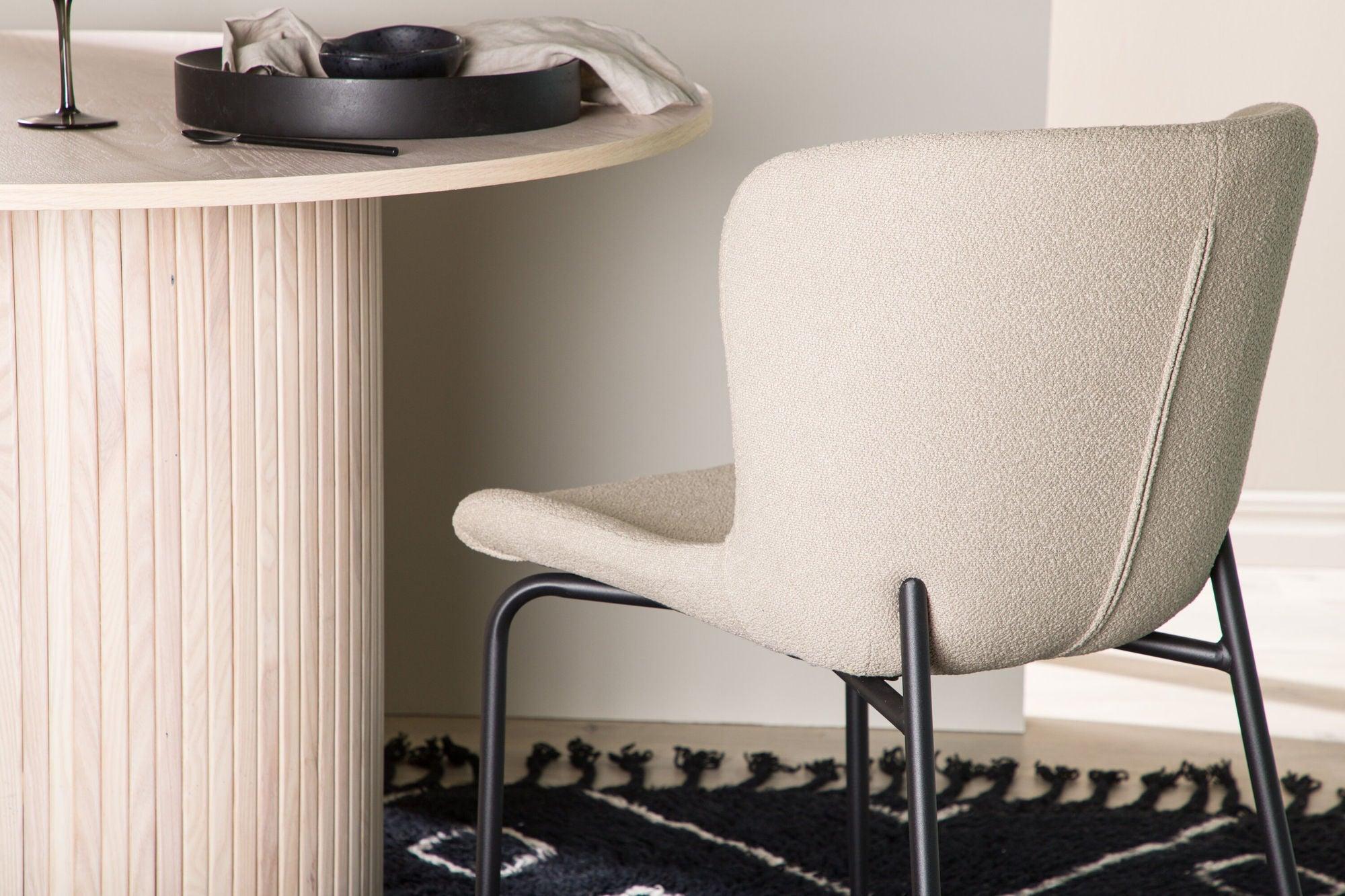 2er-Set Esszimmerstühle Modesto aus Teddy Bouclé - Beige-Polsterstühle-Venture Home-le canapé