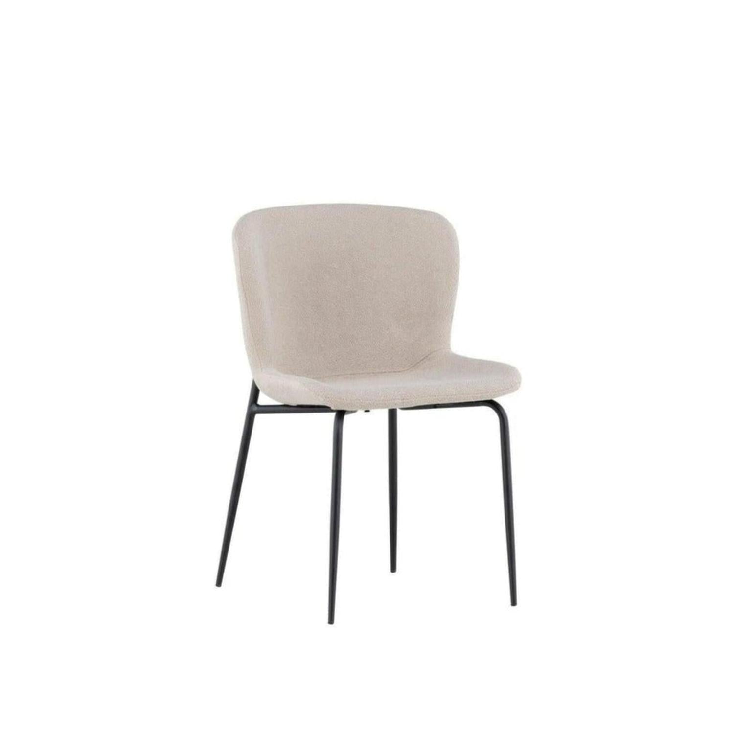 2er-Set Esszimmerstühle Modesto aus Teddy Bouclé - Beige-Polsterstühle-Venture Home-le canapé