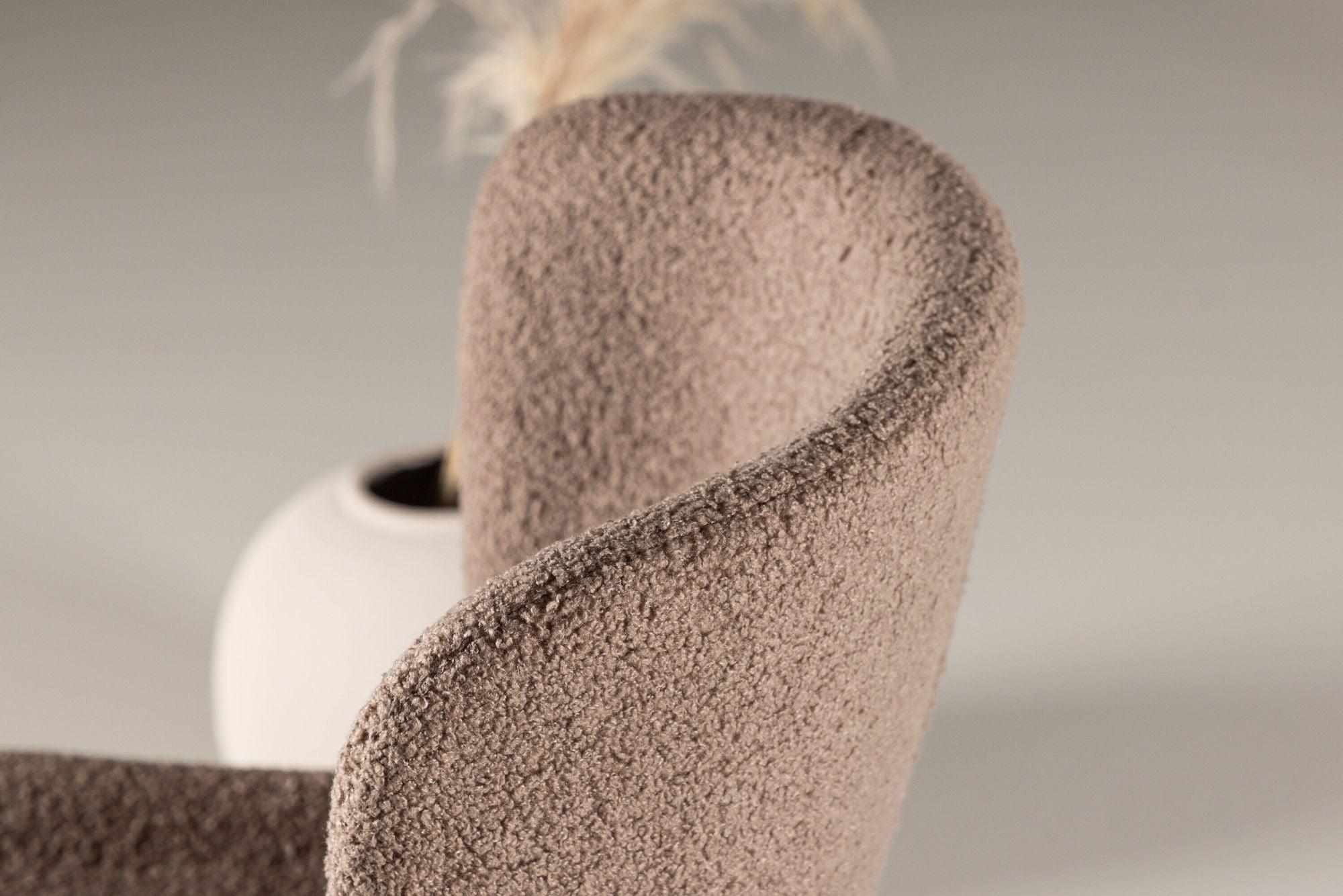 2er-Set Esszimmerstühle Modesto aus Teddy Bouclé - Braun-Polsterstühle-Venture Home-le canapé