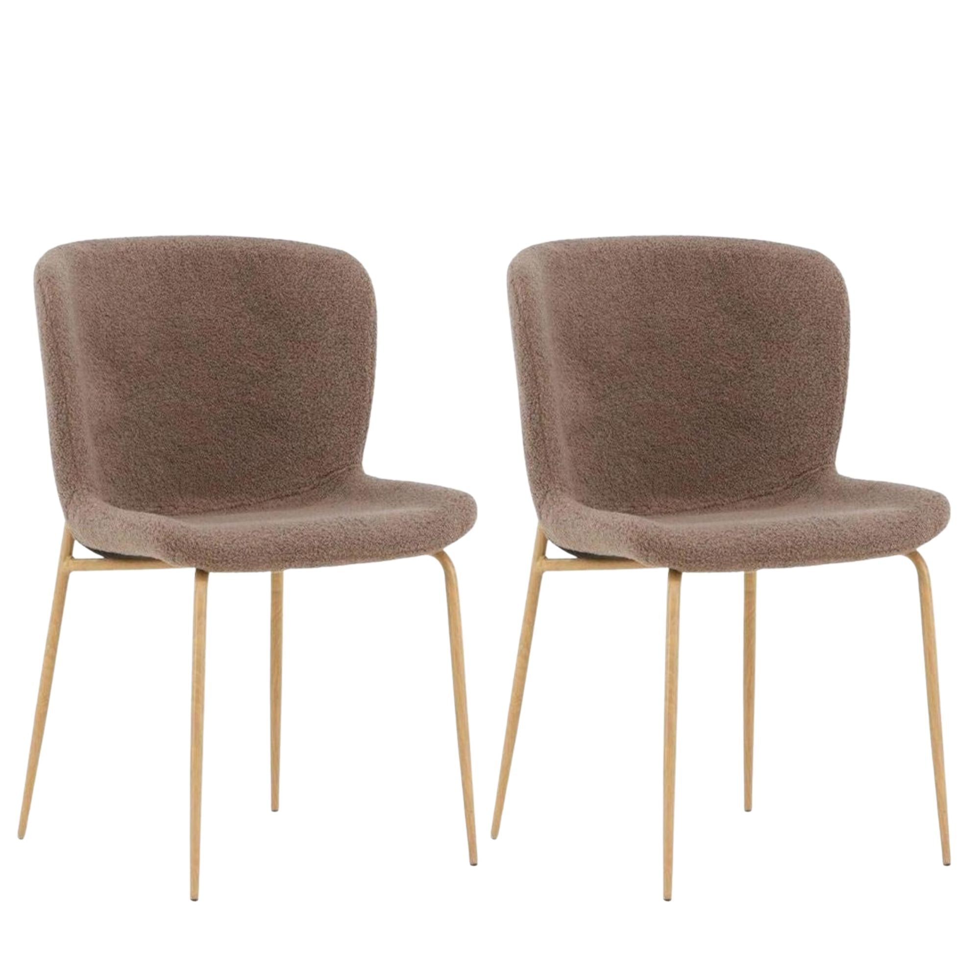 2er-Set Esszimmerstühle Modesto aus Teddy Bouclé - Braun-Polsterstühle-Venture Home-le canapé