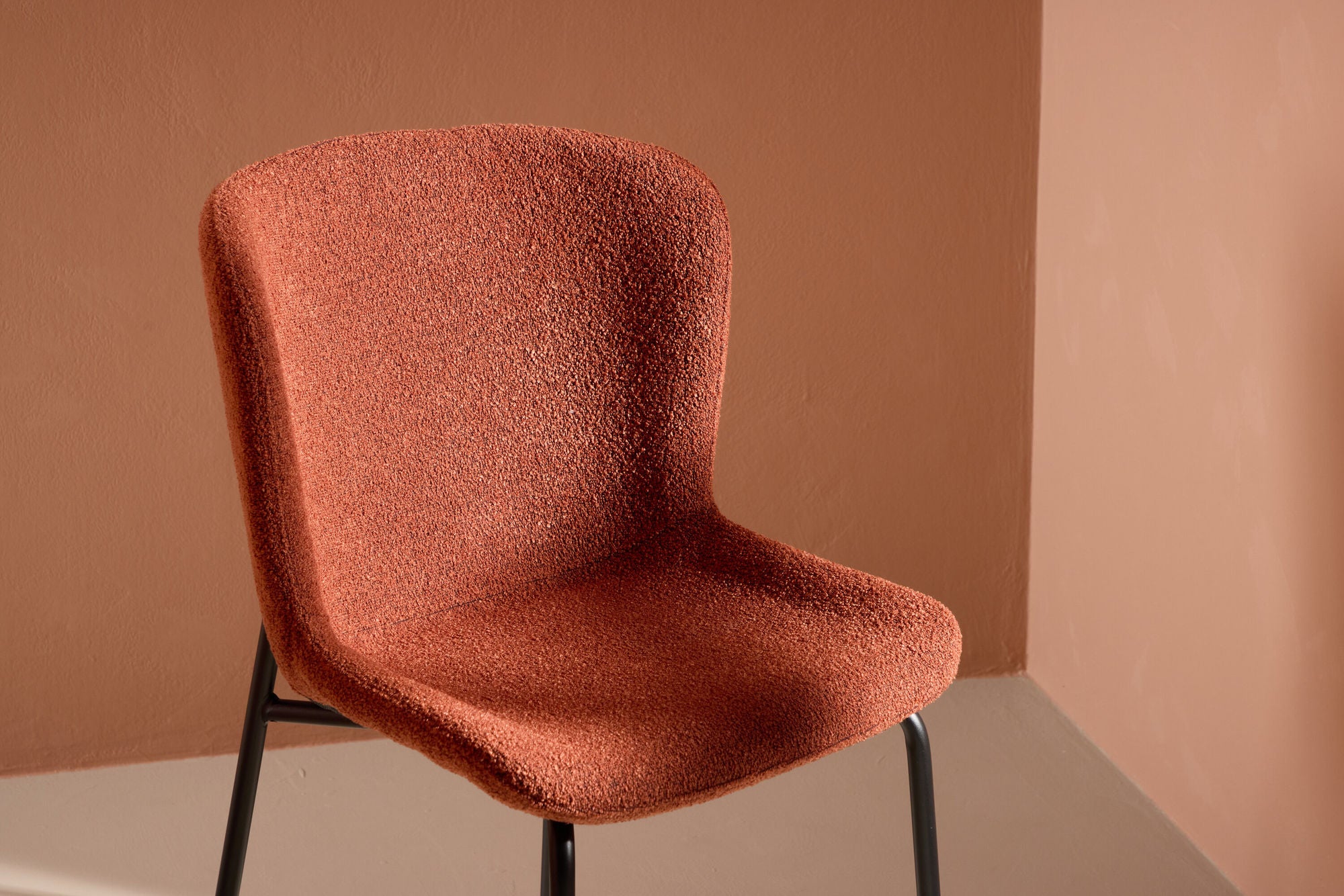 2er-Set Esszimmerstühle Modesto aus Teddy Bouclé - Rot-Polsterstühle-Venture Home-le canapé