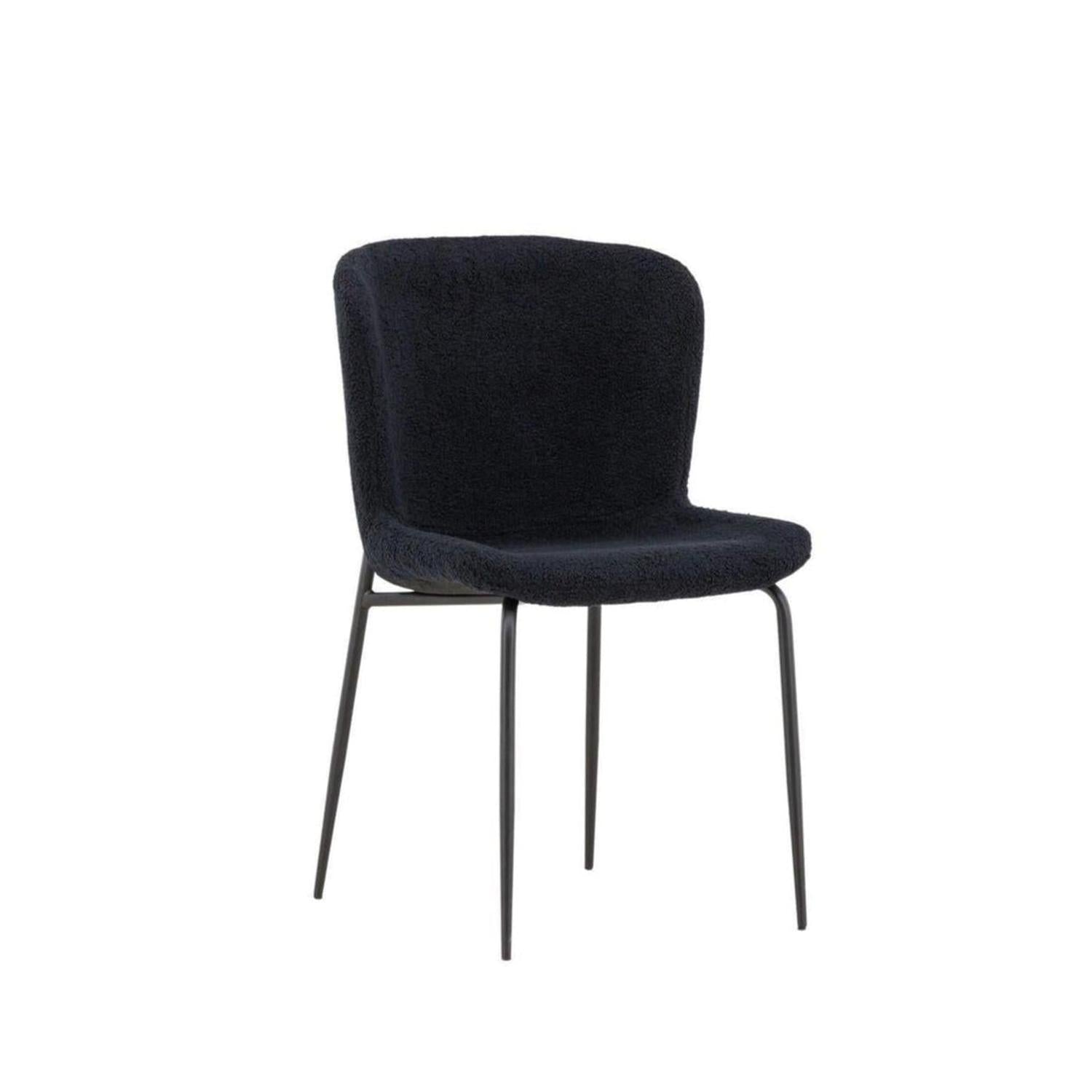 2er-Set Esszimmerstühle Modesto aus Teddy Bouclé - Schwarz-Polsterstühle-Venture Home-le canapé